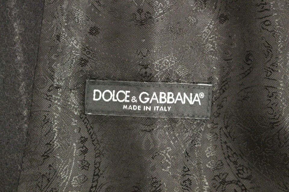 Dolce &amp; Gabbana Black Striped Wool Vest Logo Gilet Vest