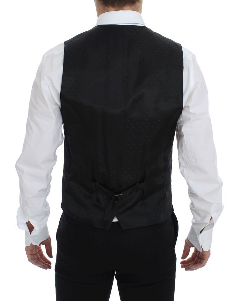 Dolce &amp; Gabbana Black Wool Formal Dress Vest Gilet Waistcoat