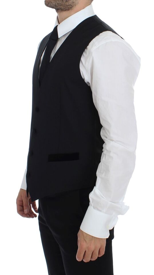 Dolce &amp; Gabbana Black Wool Formal Dress Vest Gilet Waistcoat