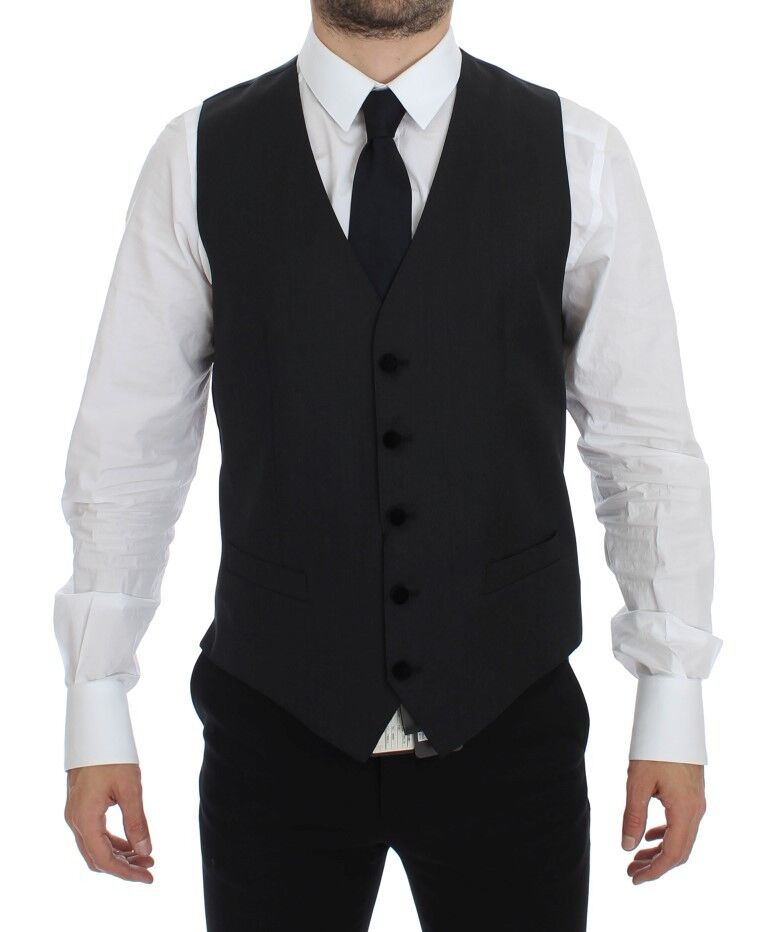 Dolce &amp; Gabbana Gray Wool Formal Dress Vest Gilet Waistcoat