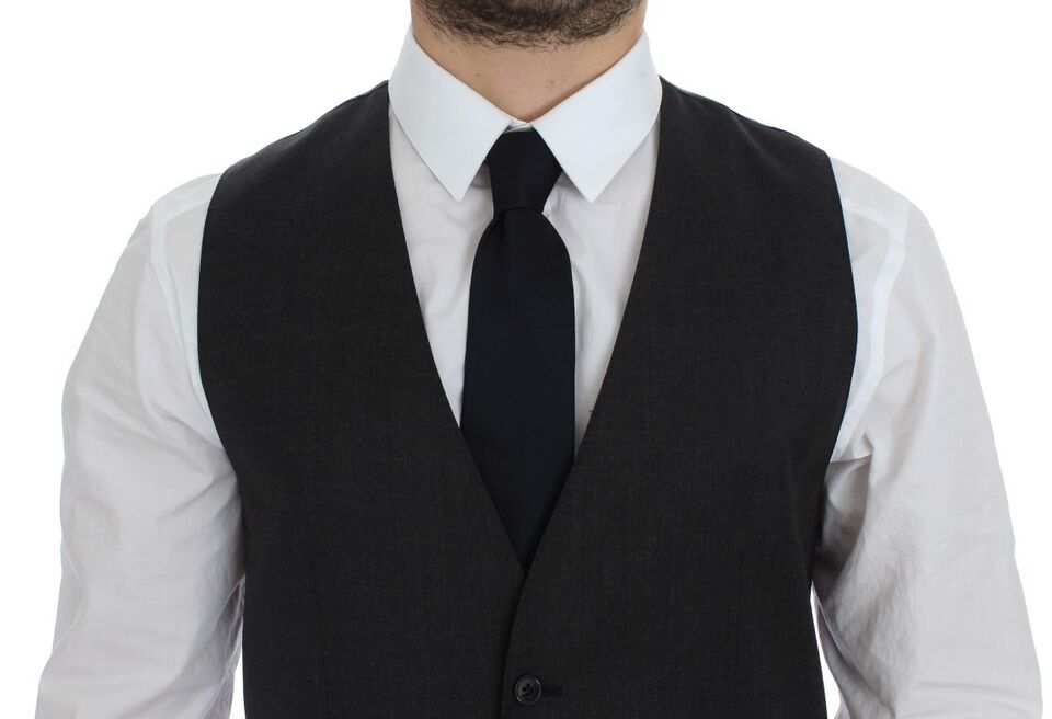 Dolce &amp; Gabbana Gray Wool Formal Dress Vest Gilet Waistcoat