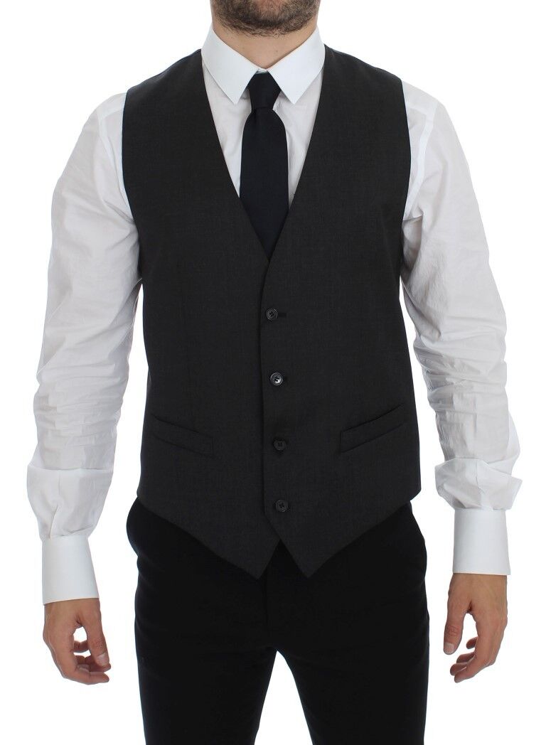 Dolce &amp; Gabbana Gray Wool Formal Dress Vest Gilet Waistcoat