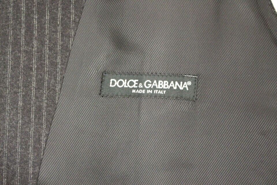 Dolce &amp; Gabbana Gray striped single-breasted wool vest