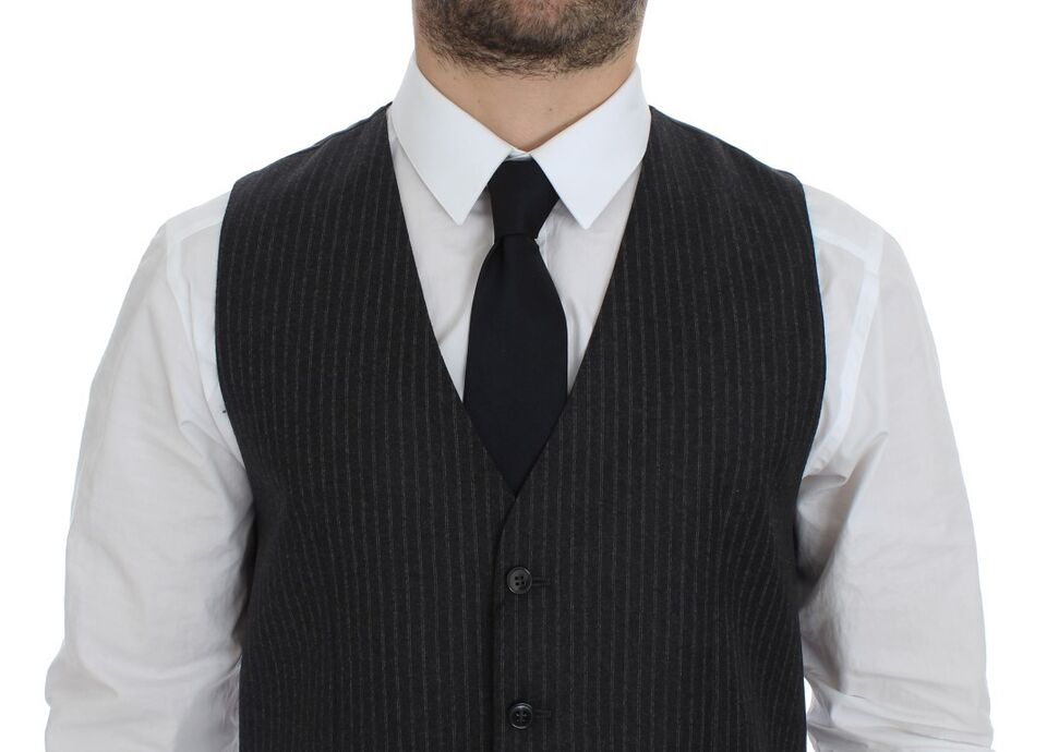Dolce &amp; Gabbana Gray striped single-breasted wool vest