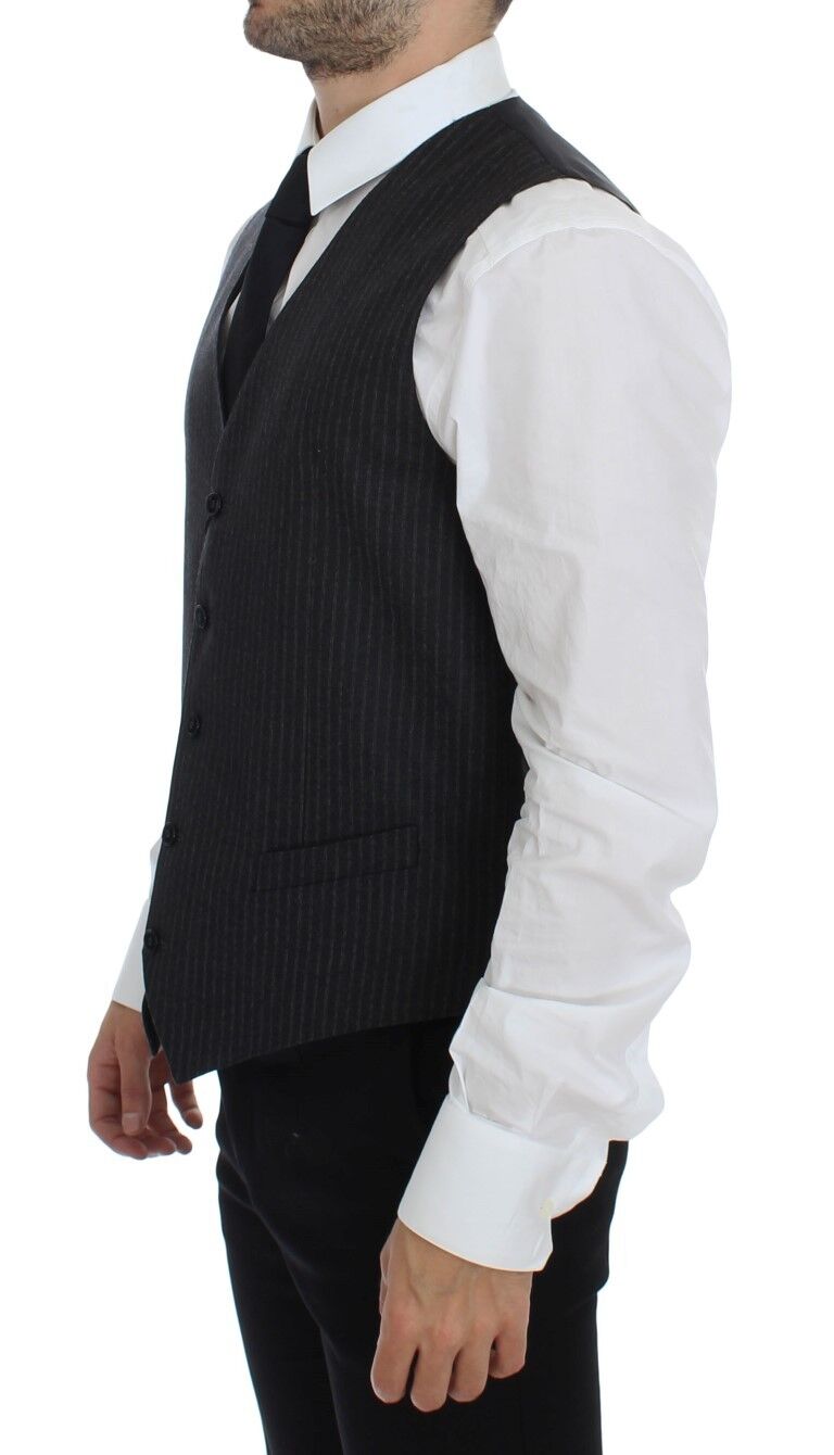 Dolce &amp; Gabbana Gray striped single-breasted wool vest