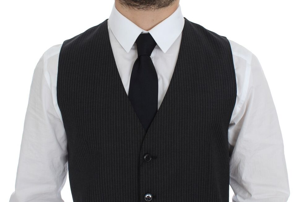 Dolce &amp; Gabbana Elegant gray striped dress vest