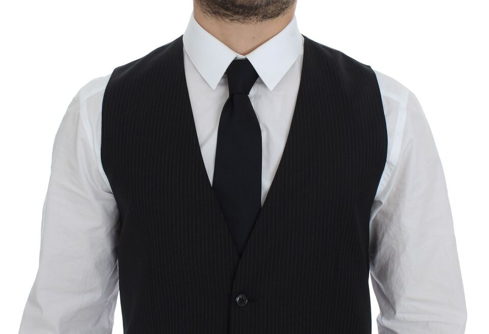 Dolce &amp; Gabbana Elegant black striped wool dress Vest