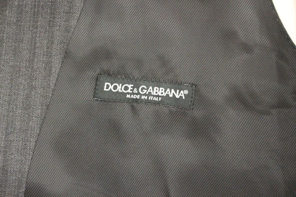 Dolce &amp; Gabbana Gray striped single-breasted wool vest