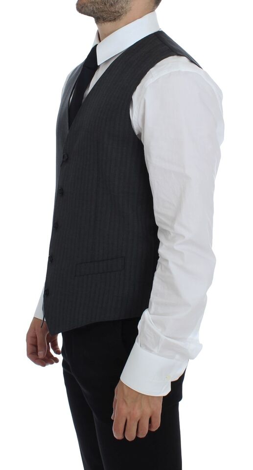 Dolce &amp; Gabbana Gray striped single-breasted wool vest