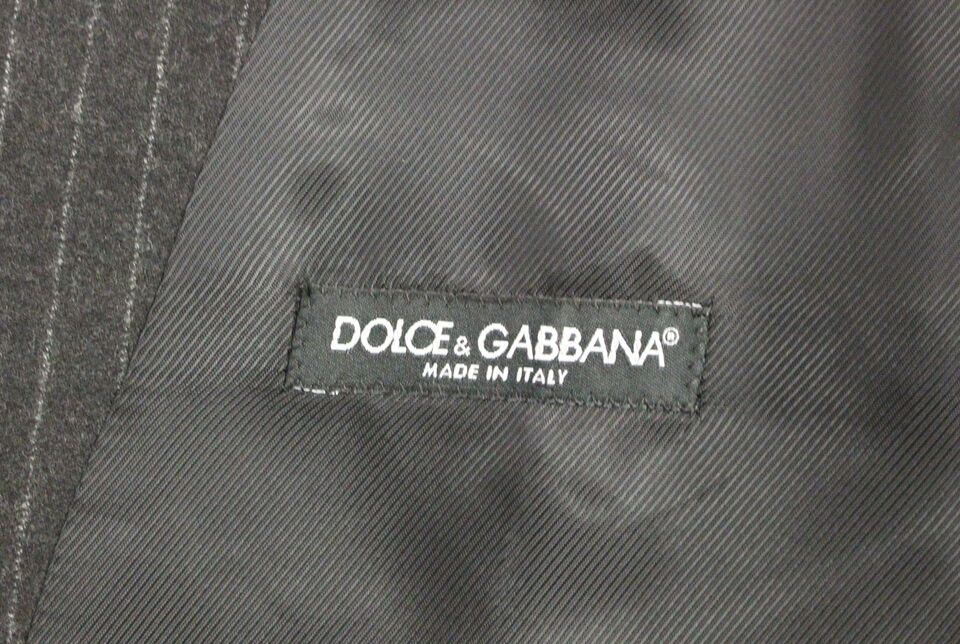 Dolce &amp; Gabbana Gray Striped Wool Vest Logo Vest Gilet Vests