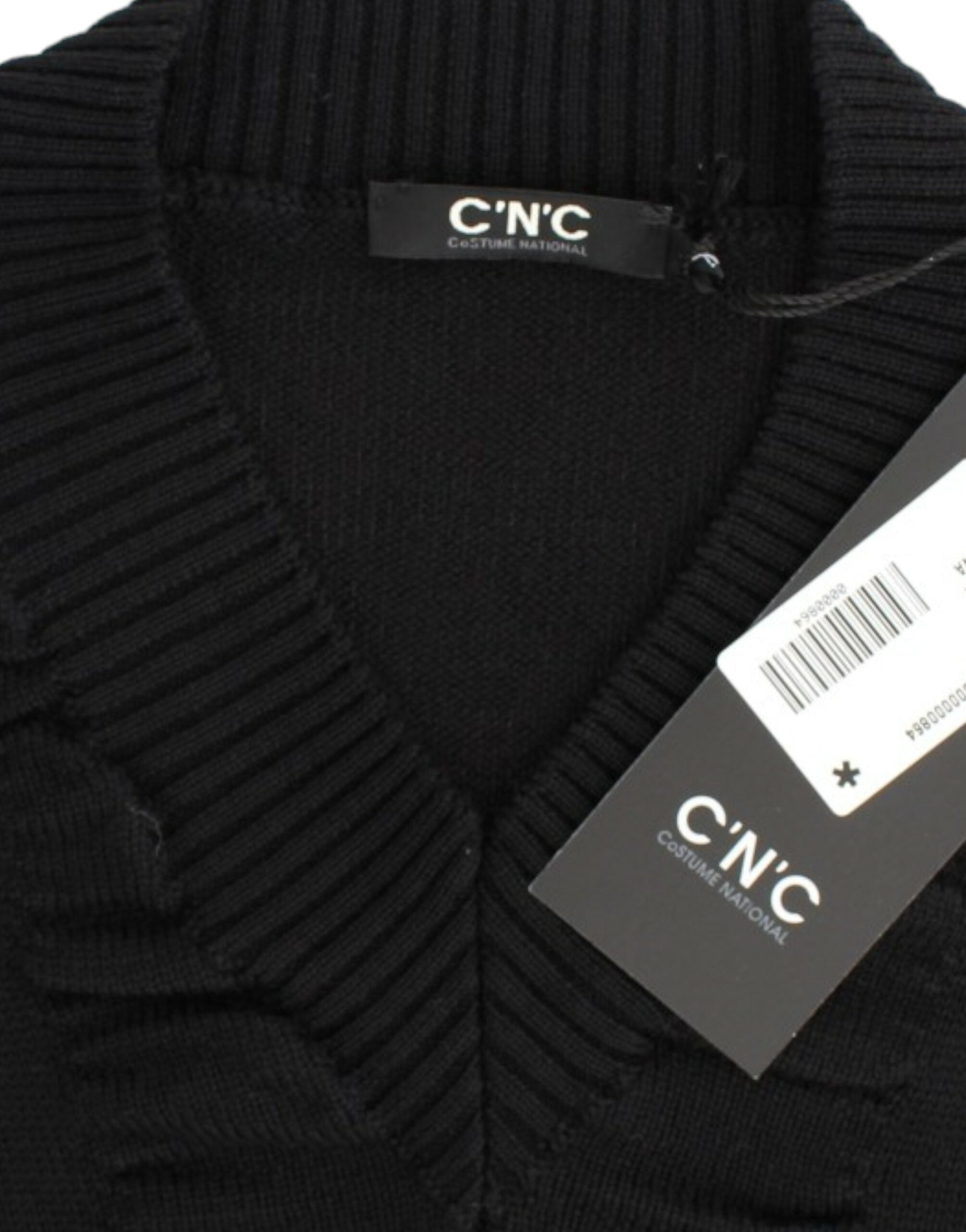 Costume National Schwarzer Wollpullover mit V-Ausschnitt
