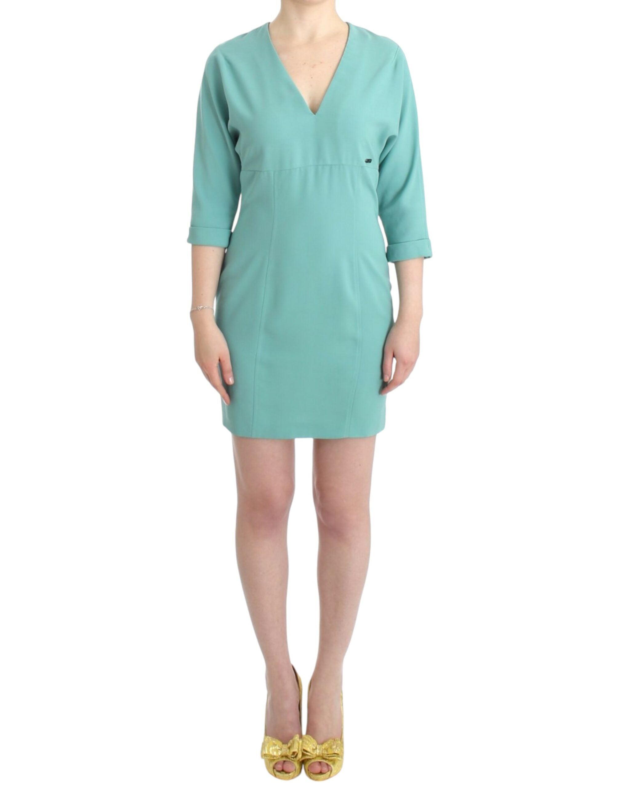Costume National Green 3/4 Sleeve Shift Dress