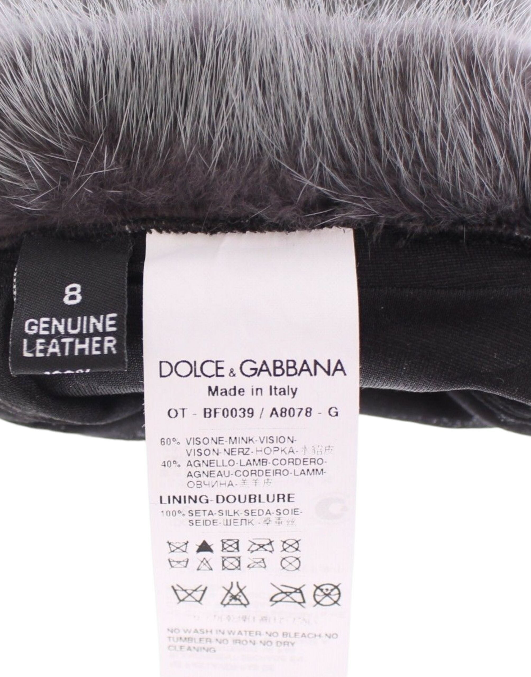 Dolce & Gabbana Graue Nerzfell-Lammfell-Wildleder-Handschuhe