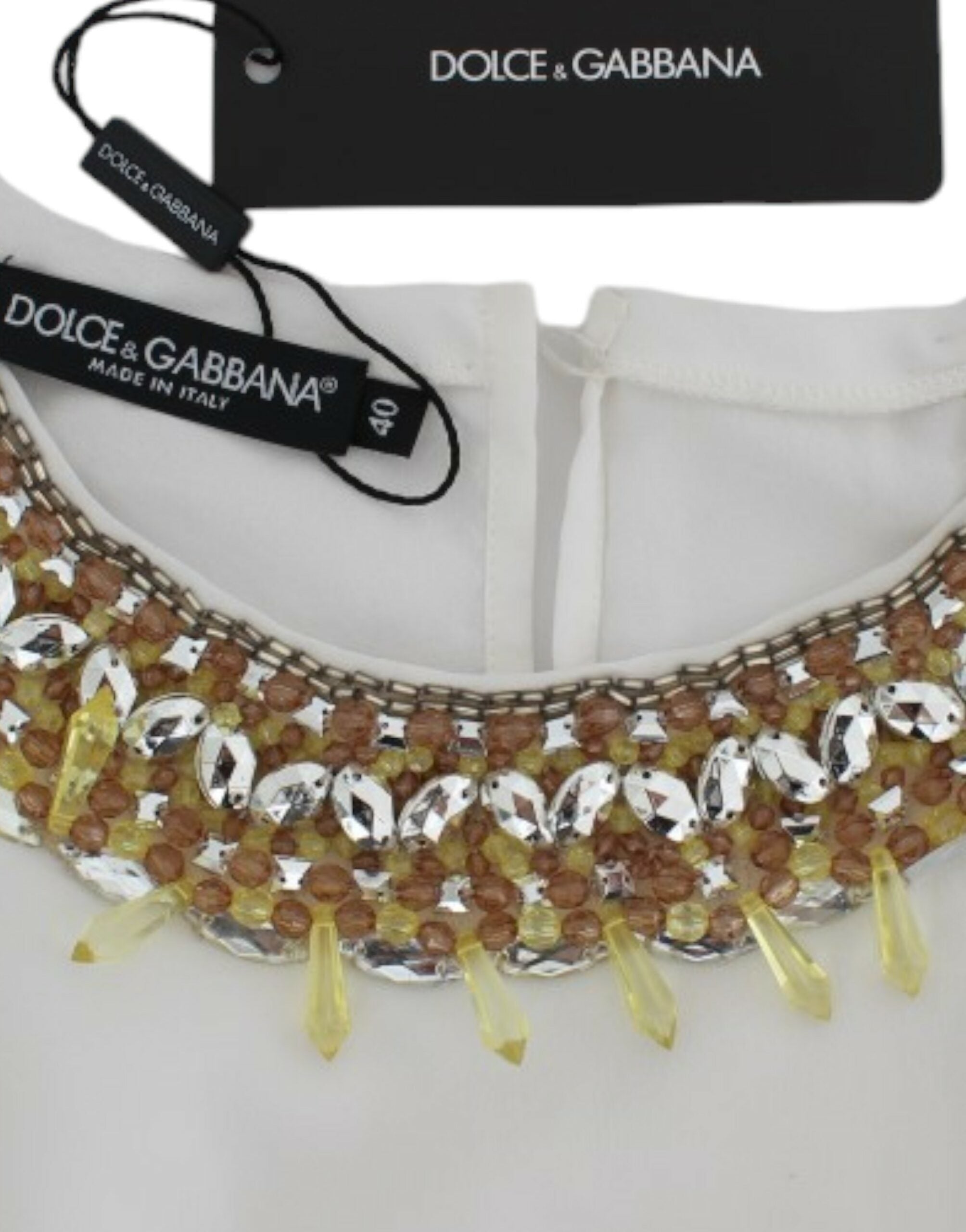 Dolce &amp; Gabbana Beyaz Kristal İşlemeli Atlet