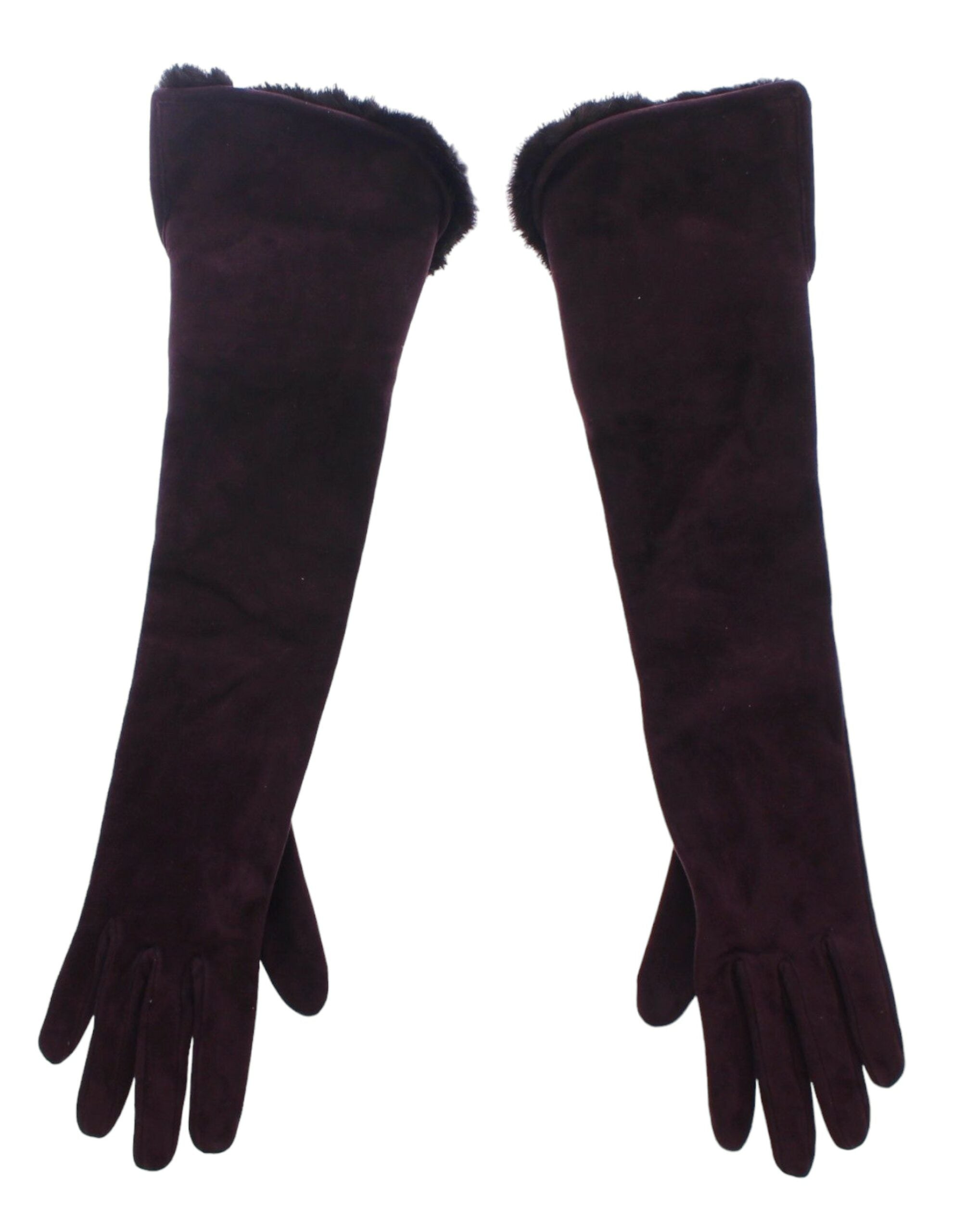 Dolce &amp; Gabbana Purple Mink Fur Goatskin Suede Gloves