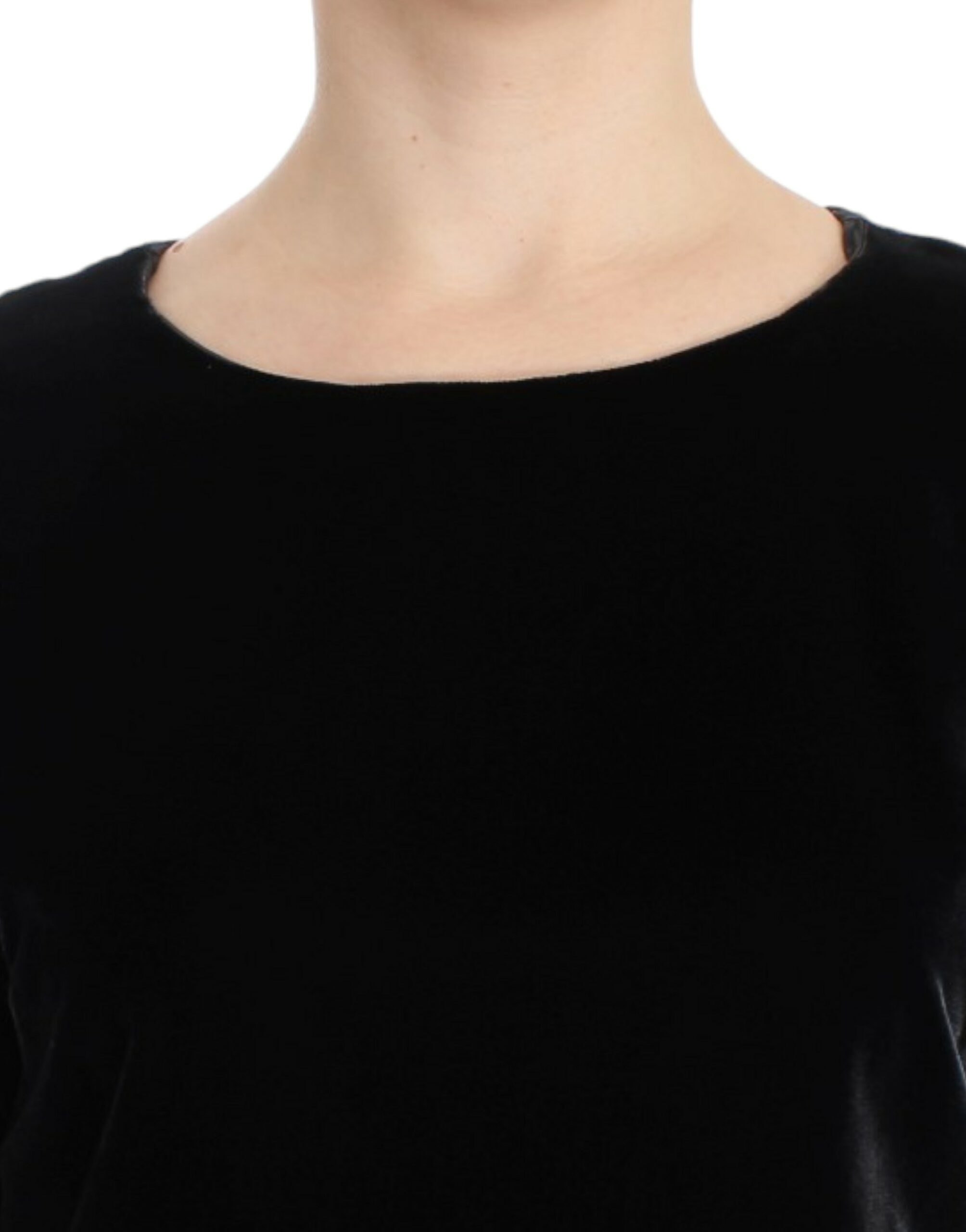 Dolce & Gabbana Schwarze Samtbluse mit kurzen Ärmeln