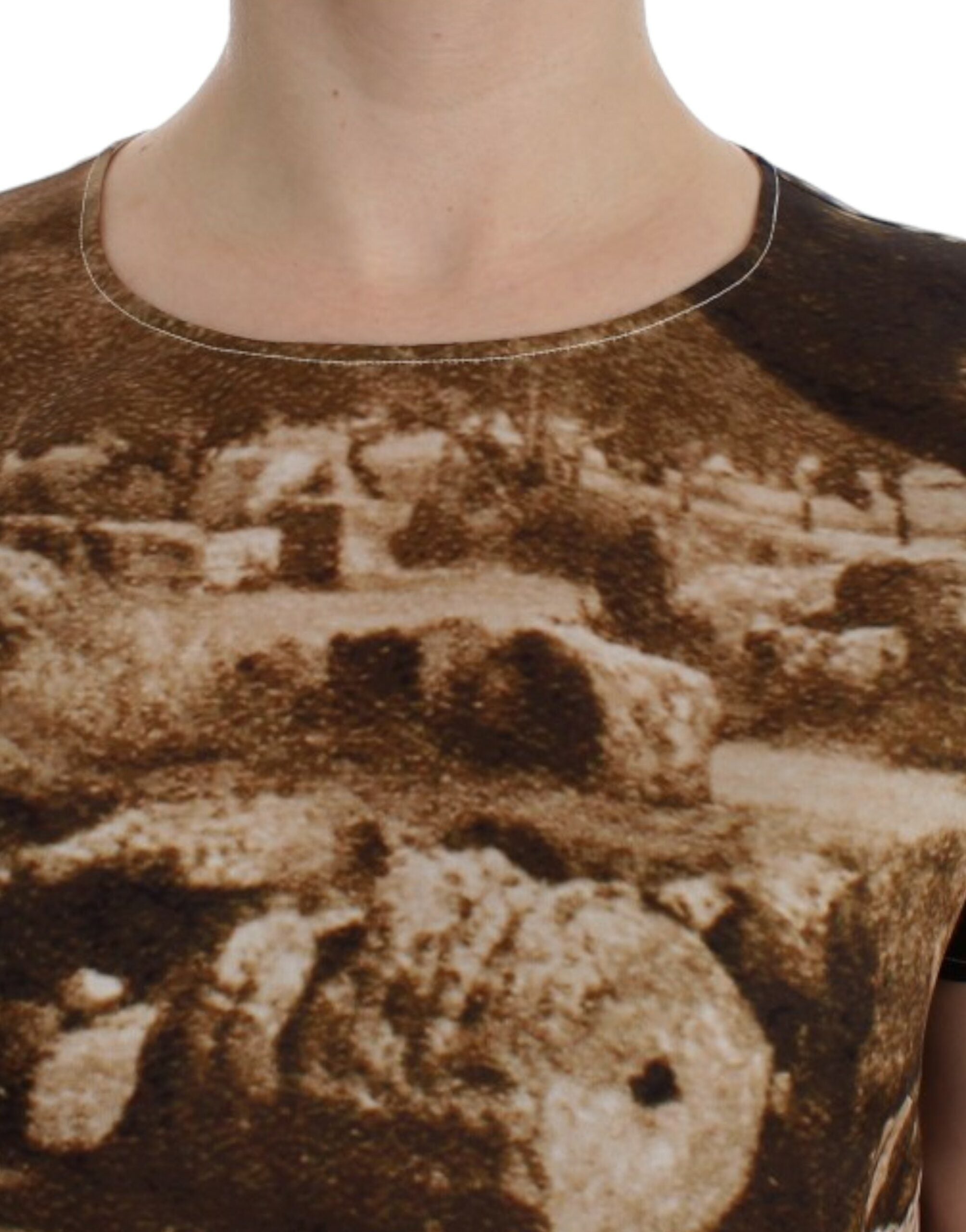 Dolce &amp; Gabbana Kahverengi Taormina ipek bluz