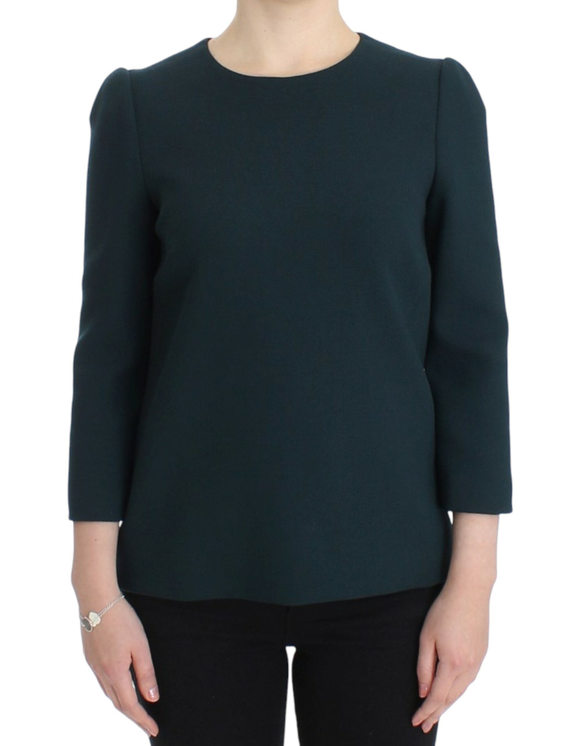 Dolce &amp; Gabbana Green 3/4 sleeve wool blouse
