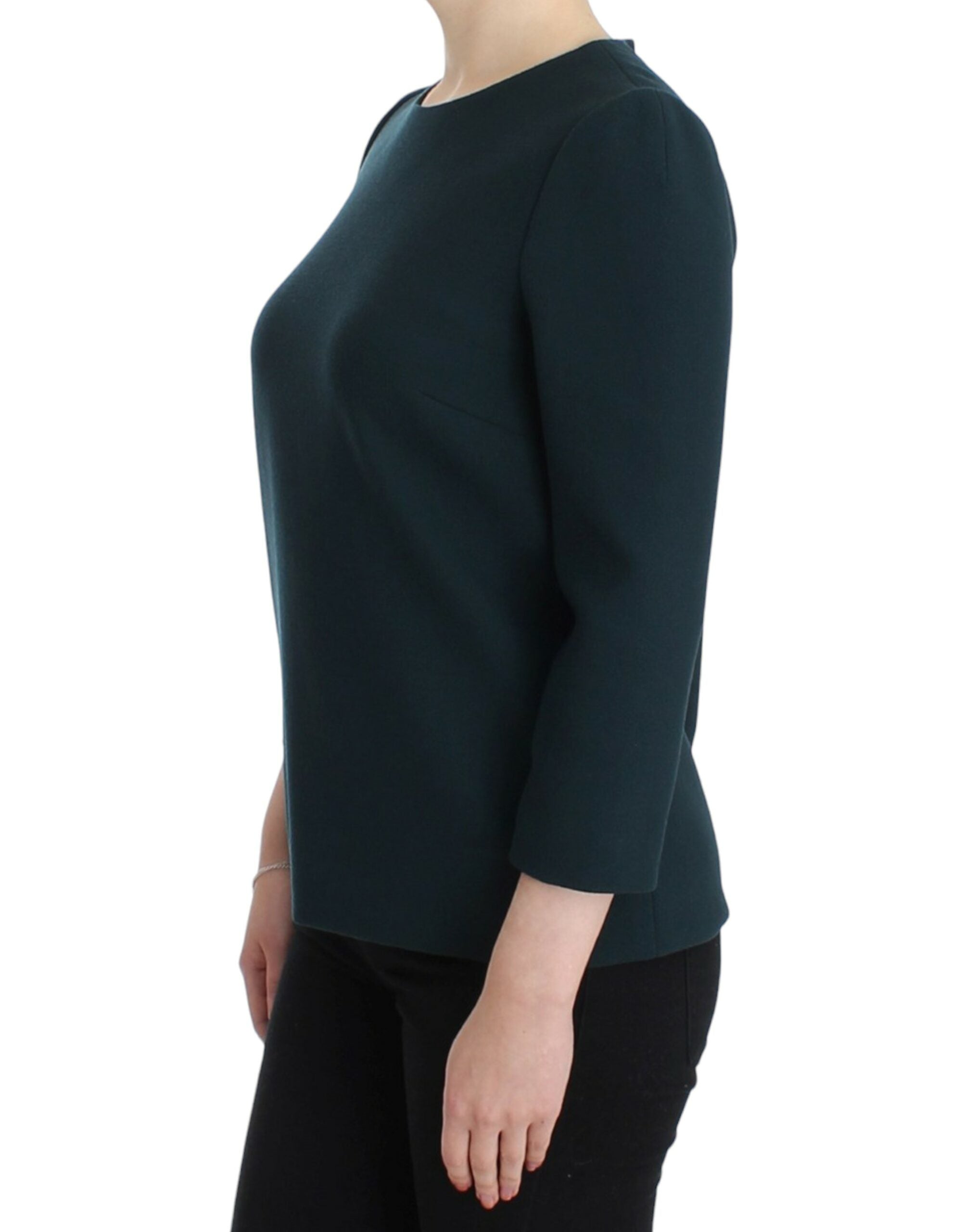 Dolce &amp; Gabbana Green 3/4 sleeve wool blouse