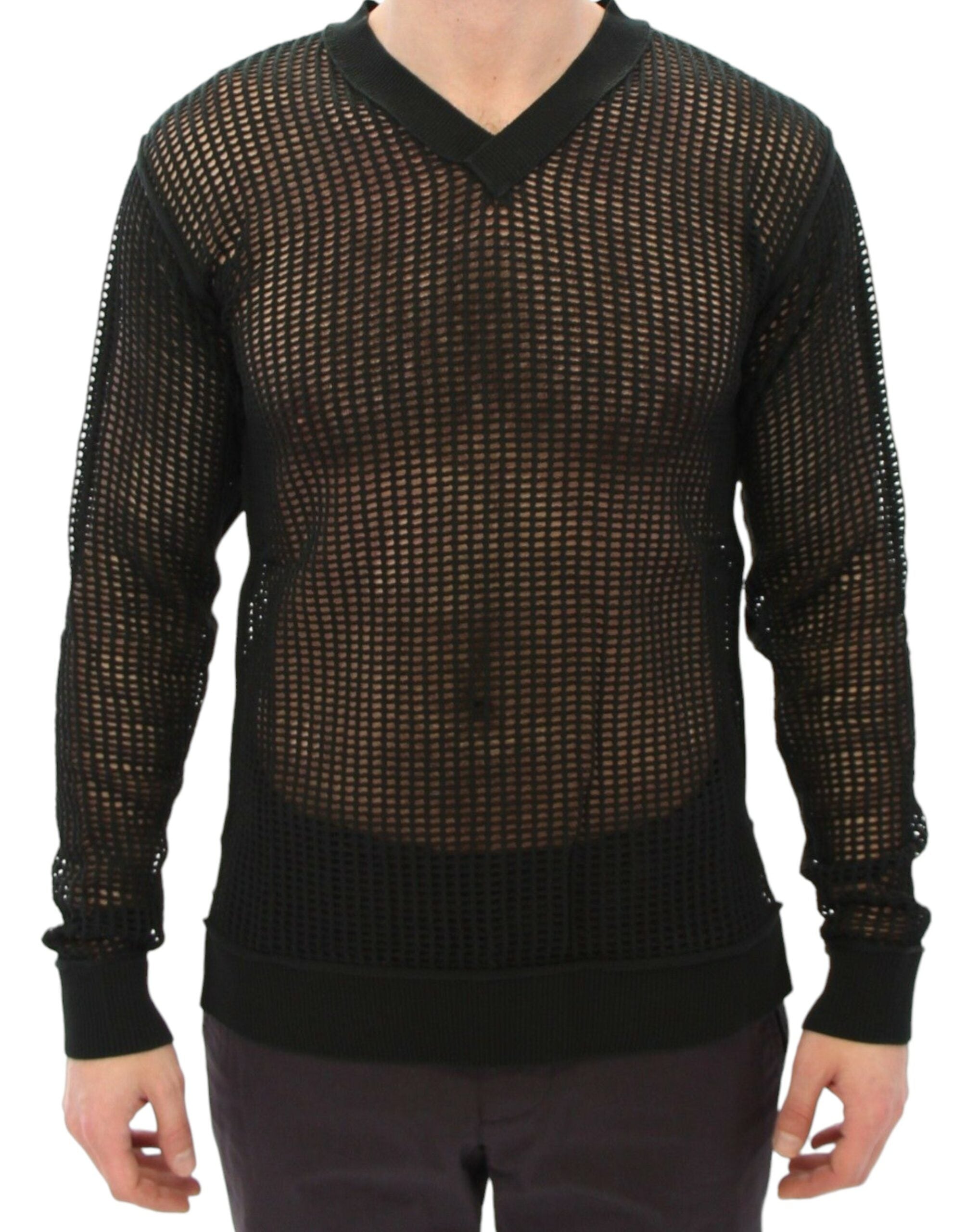Dolce & Gabbana Dunkelgrüner Runway Netz Pullover Netzpullover