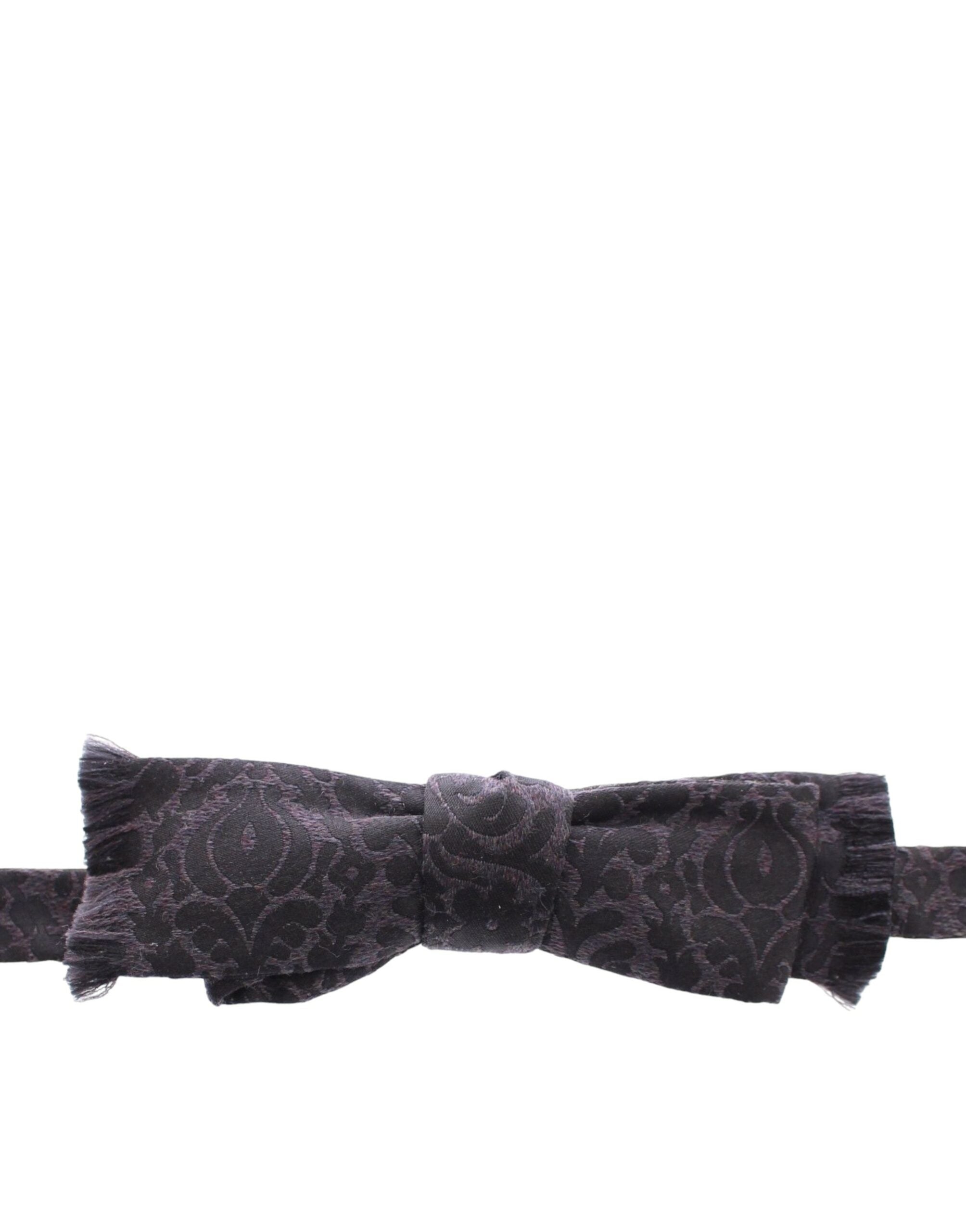 Dolce &amp; Gabbana Gray Black Wool Bow Tie