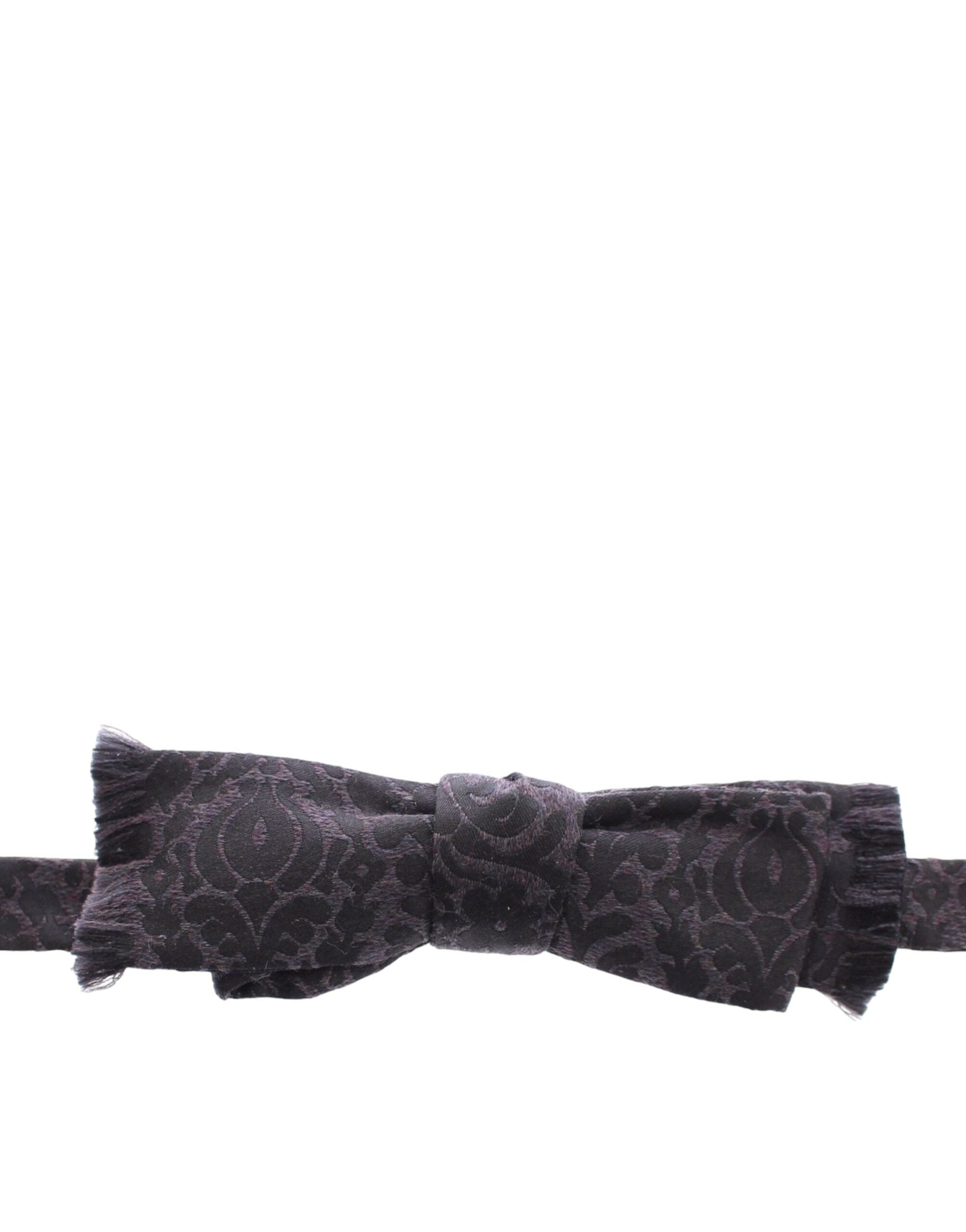 Dolce &amp; Gabbana Gray Black Wool Bow Tie