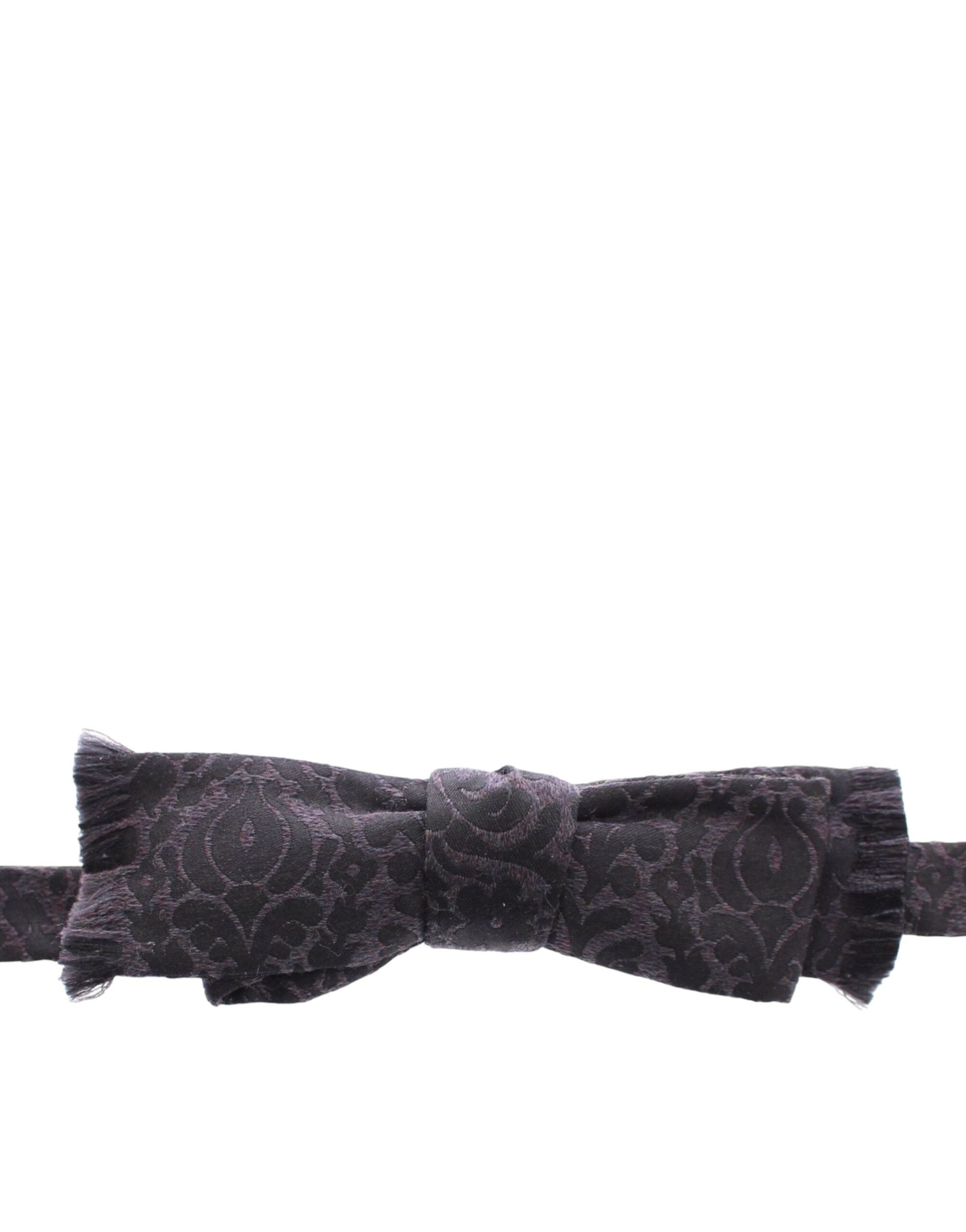 Dolce &amp; Gabbana Gray silk bow tie in black wool