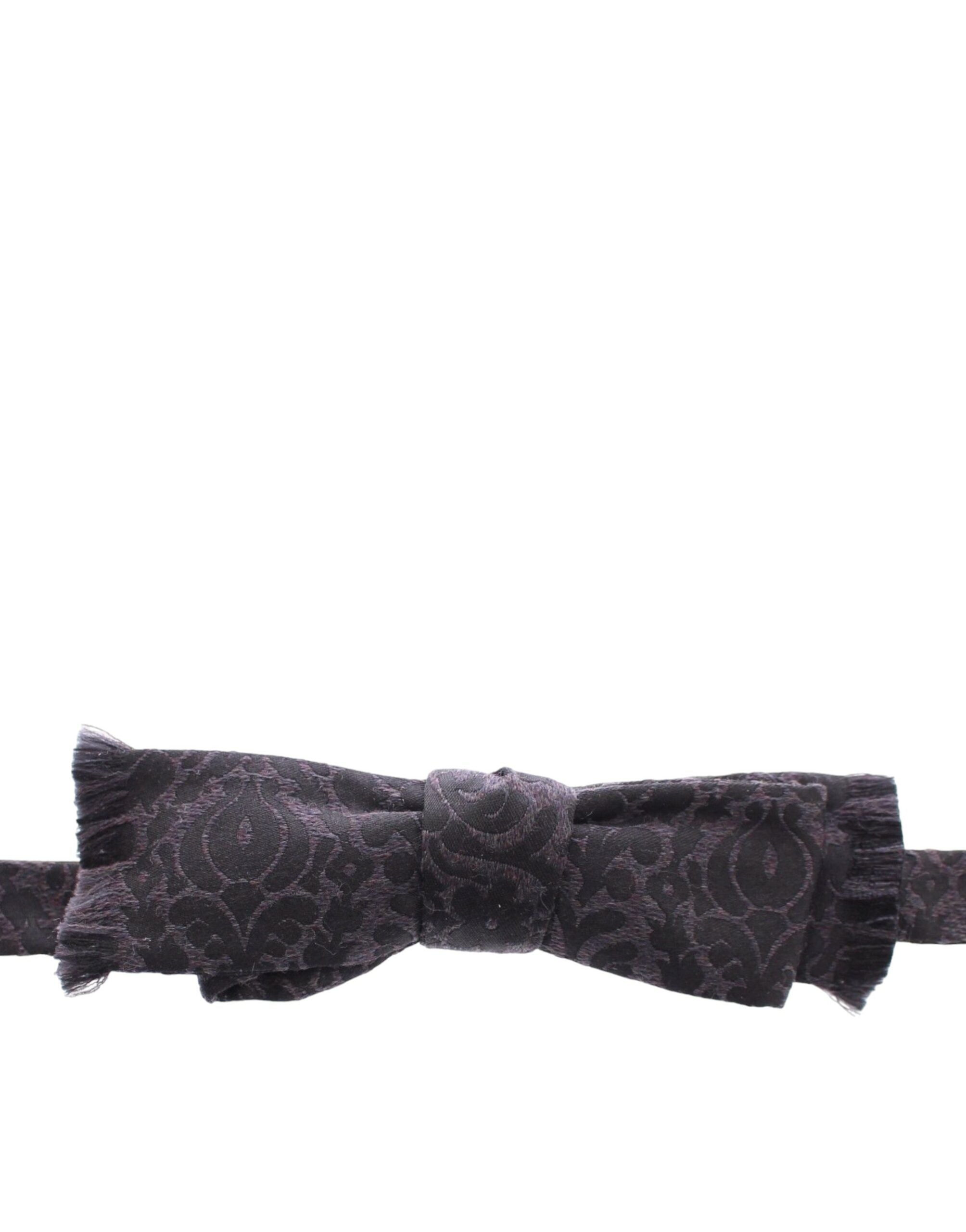 Dolce &amp; Gabbana Gray silk bow tie in black wool