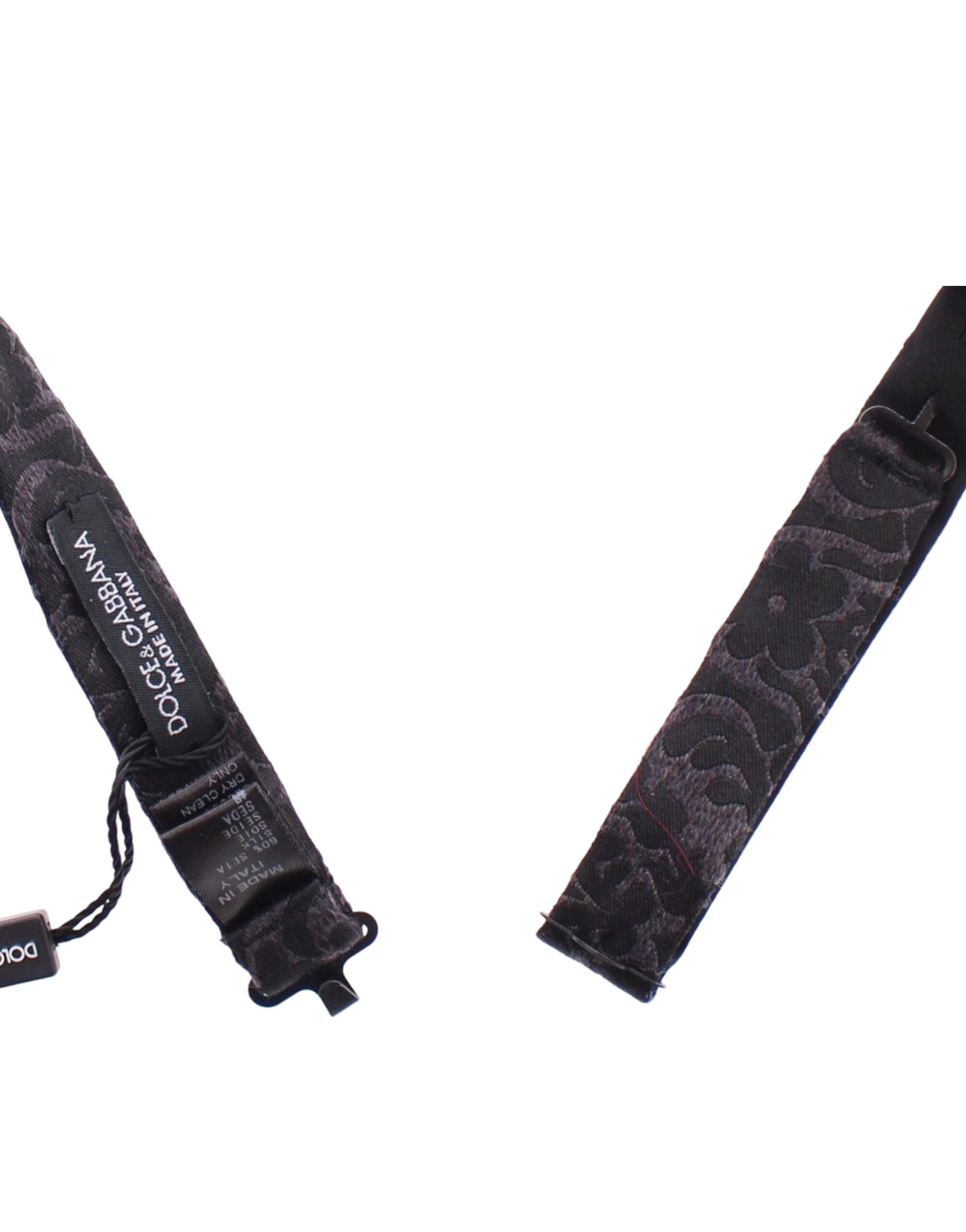 Dolce & Gabbana Graue Seidenfliege aus schwarzer Wolle