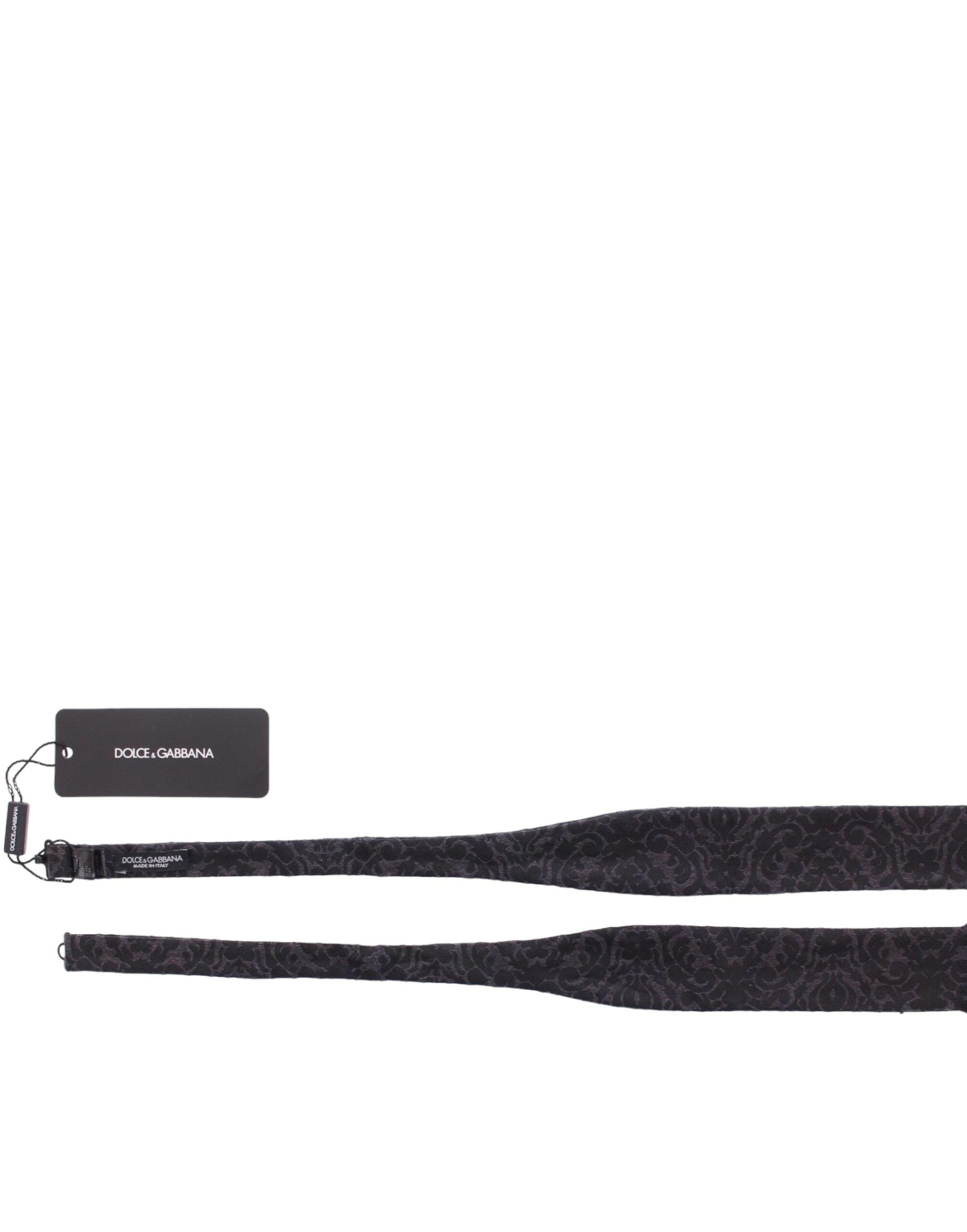 Dolce & Gabbana Graue Seidenfliege aus schwarzer Wolle