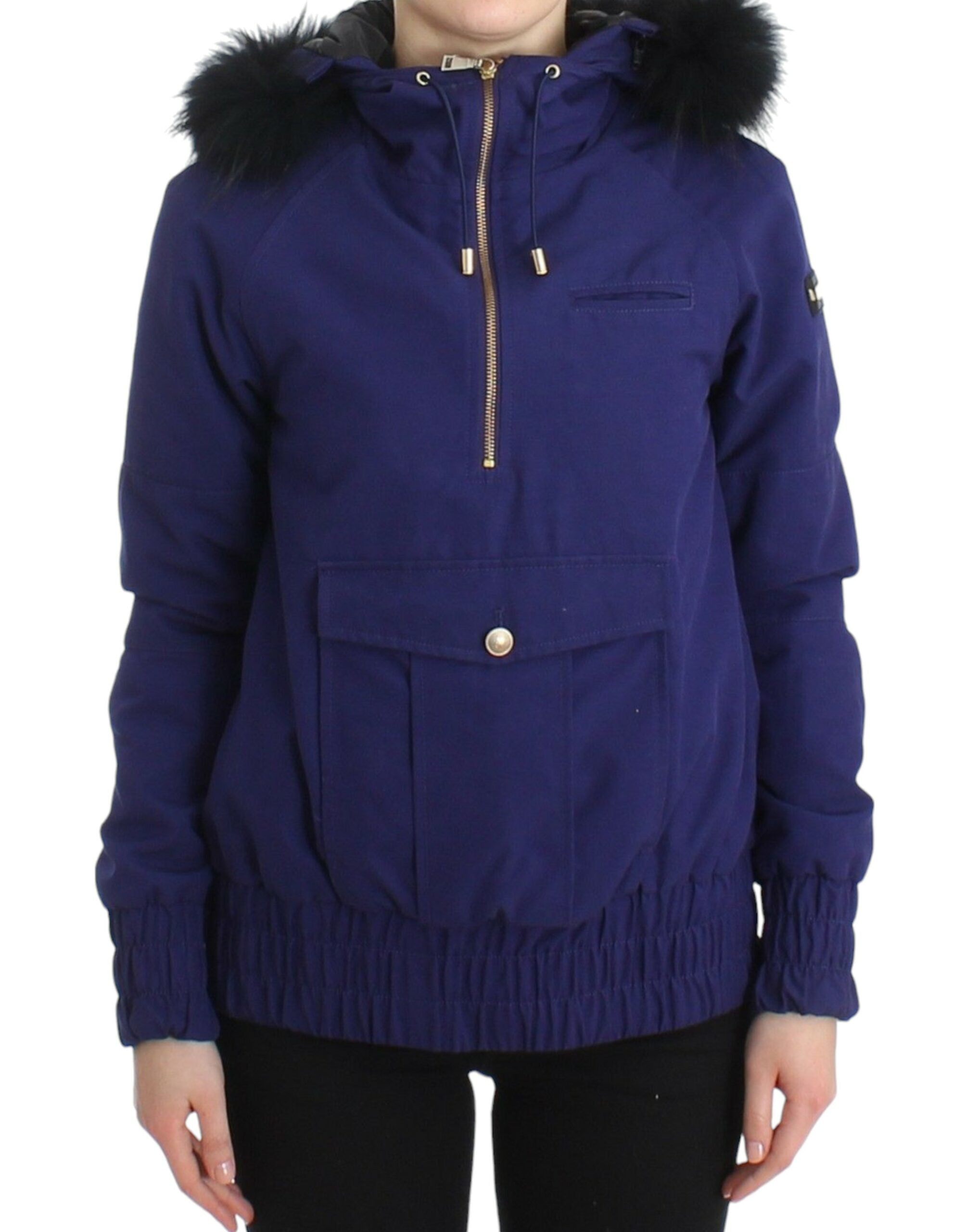 GF Ferre Blue Padded Jacket with Hood Short K-Way