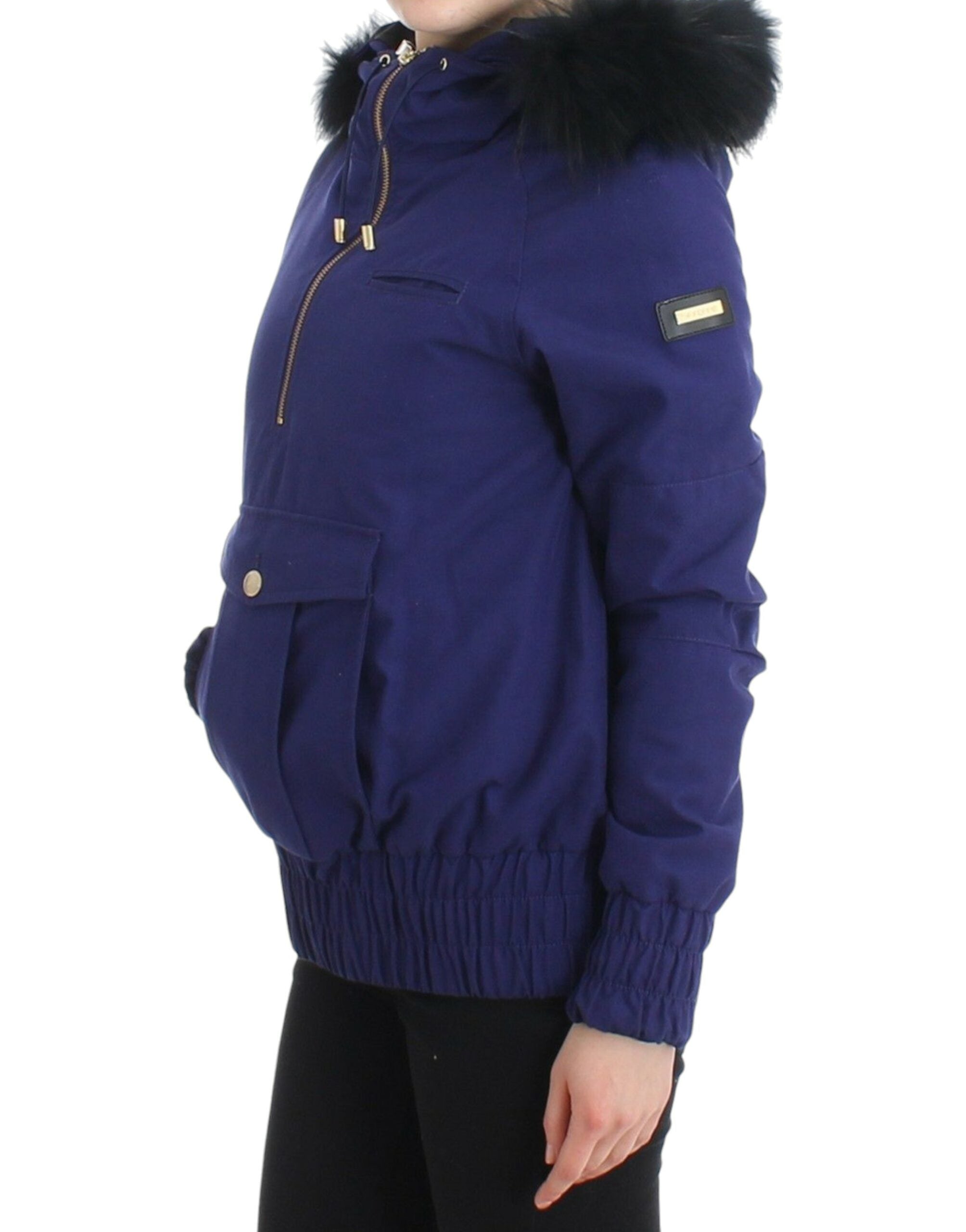 GF Ferre Blue Padded Jacket with Hood Short K-Way