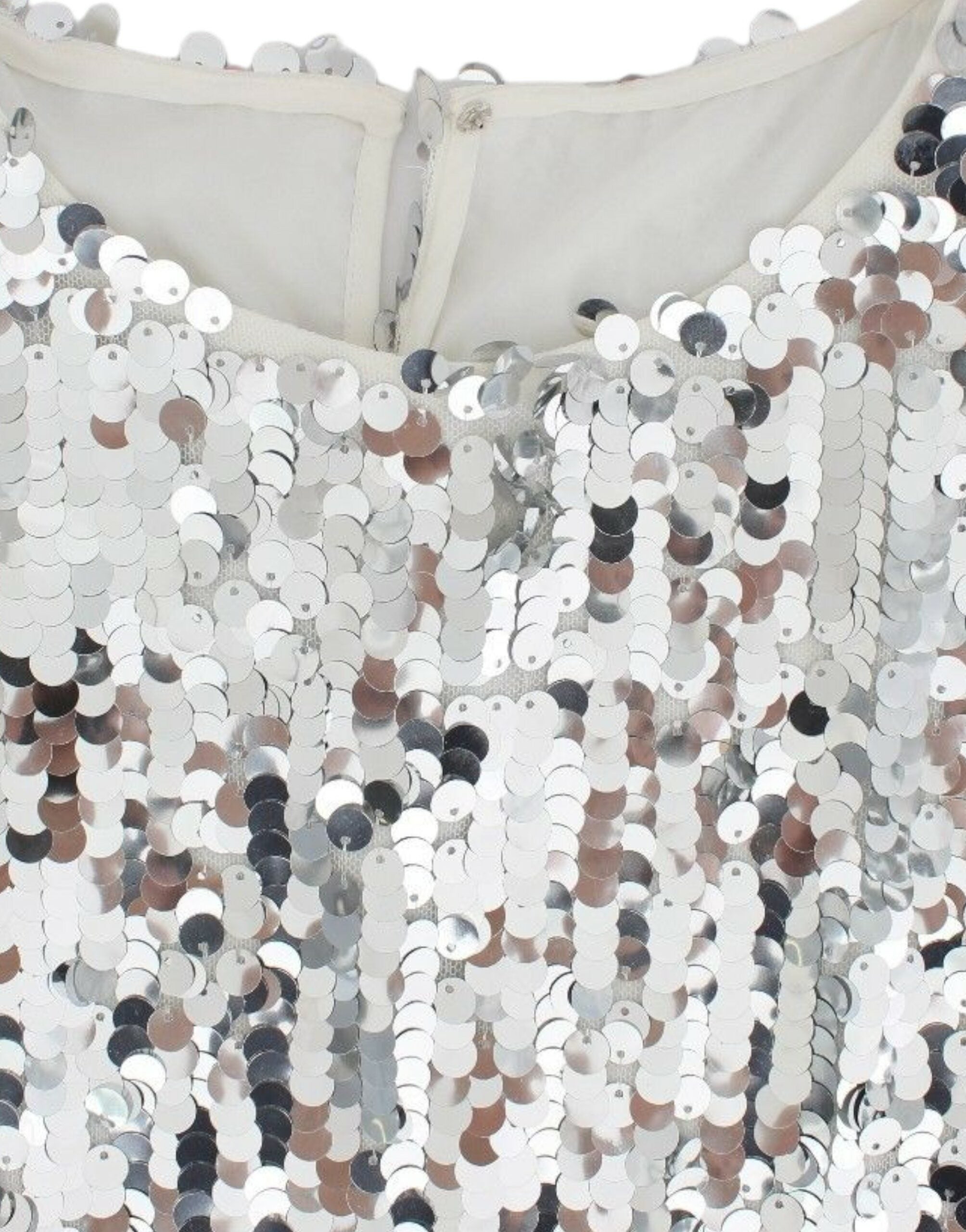 Dolce &amp; Gabbana Gümüş Payetli Bluz Bisiklet Yaka Tişört Üst