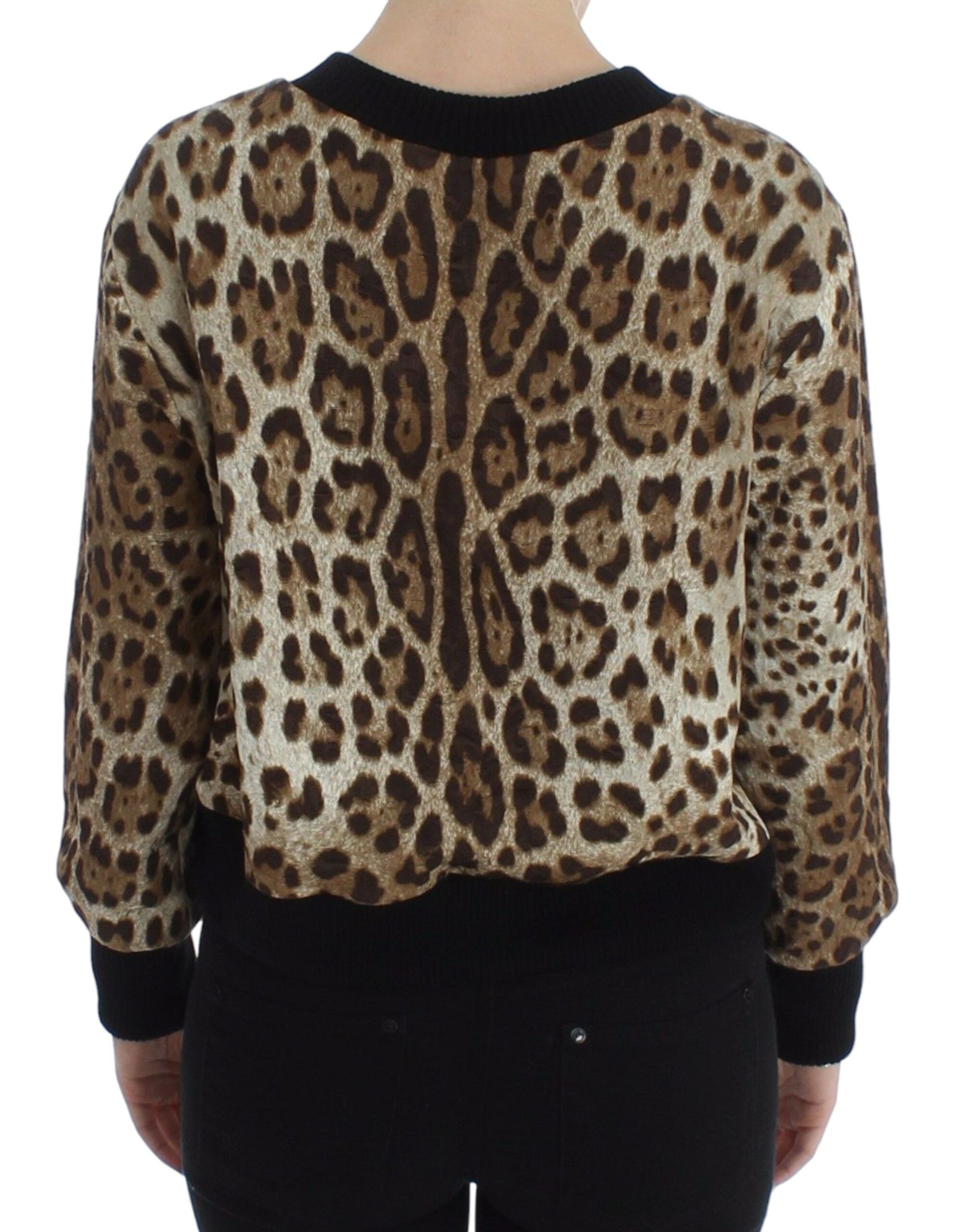 Dolce &amp; Gabbana cropped leopard print crew neck sweater