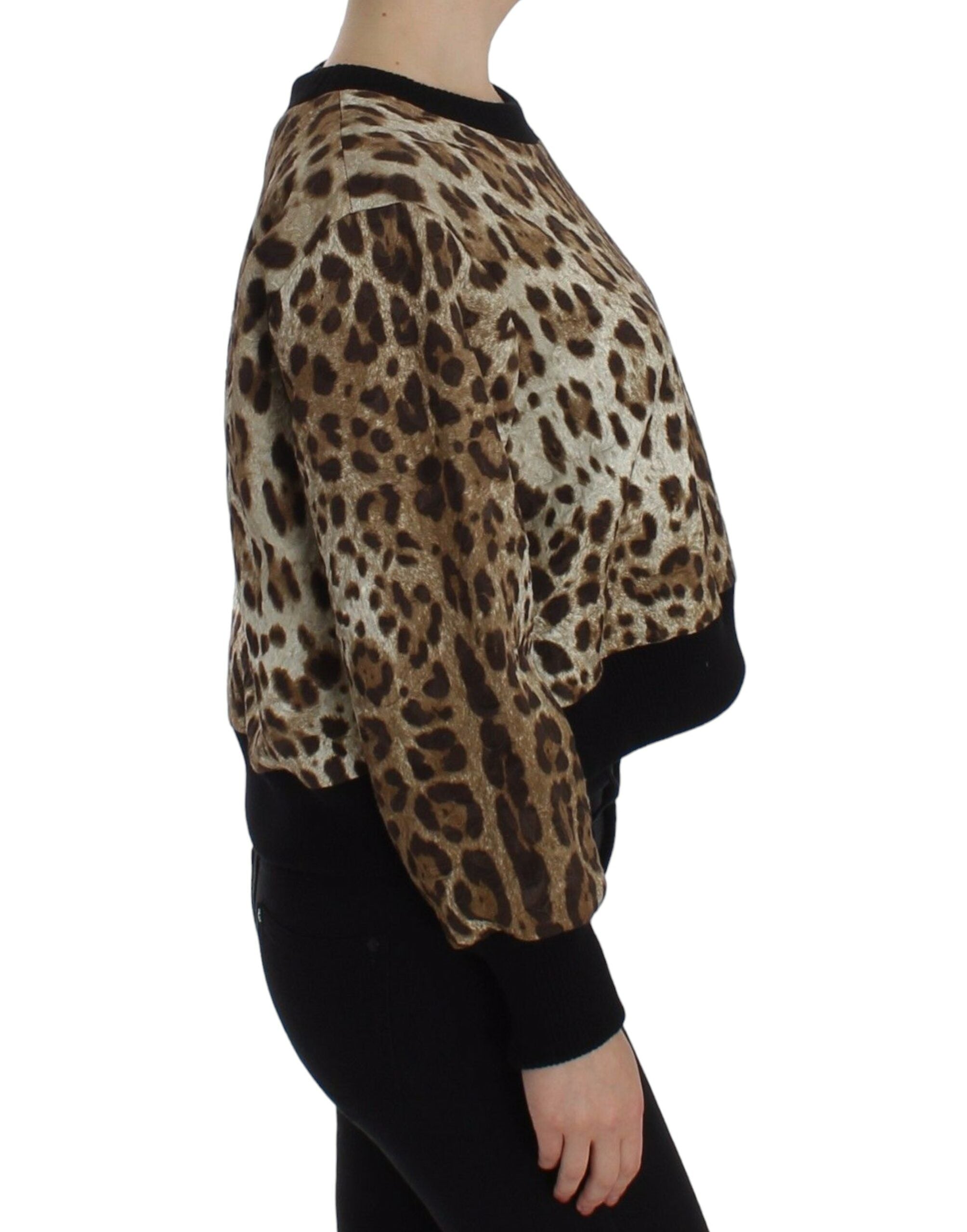 Dolce &amp; Gabbana cropped leopard print crew neck sweater