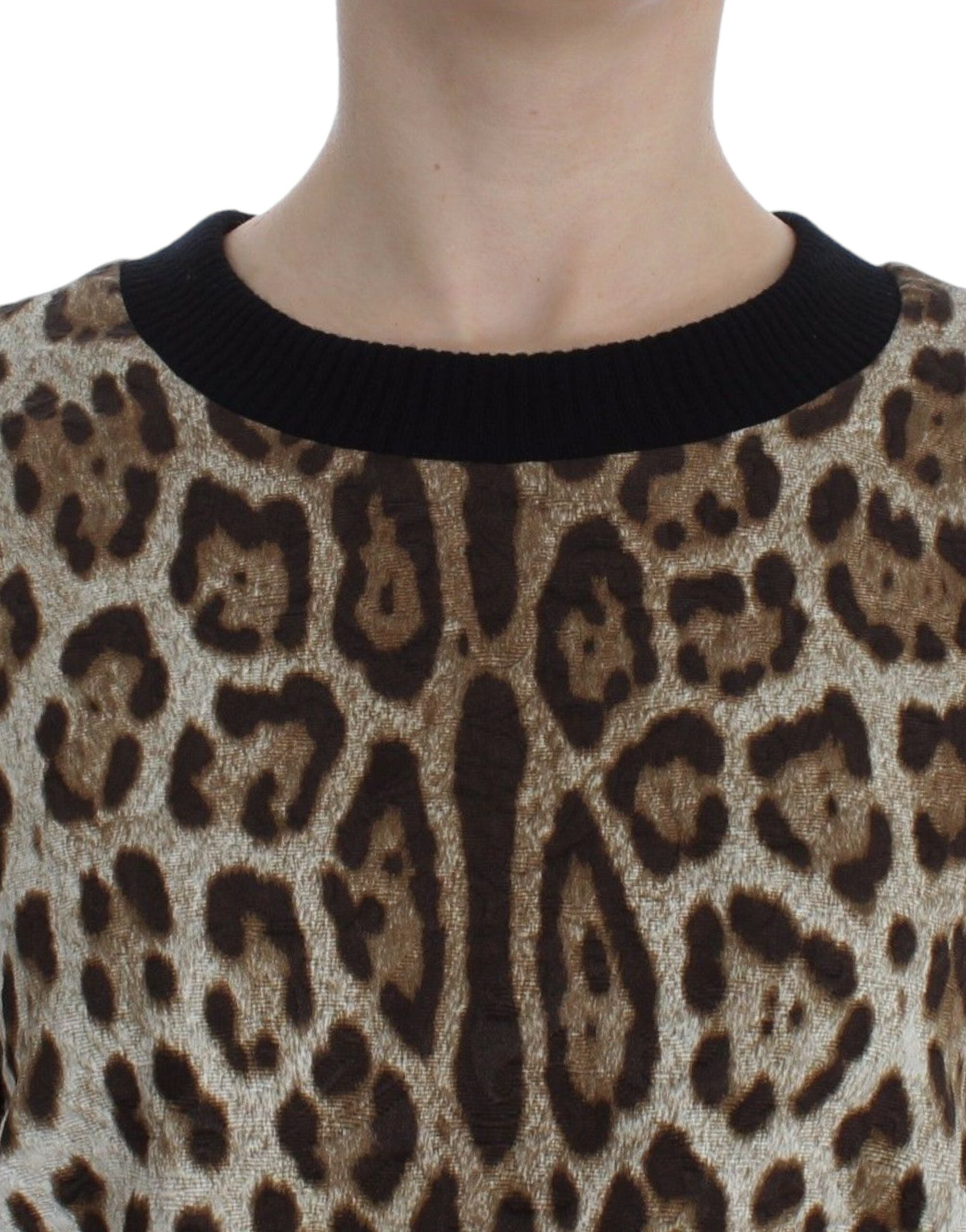 Dolce &amp; Gabbana cropped leopard print crew neck sweater