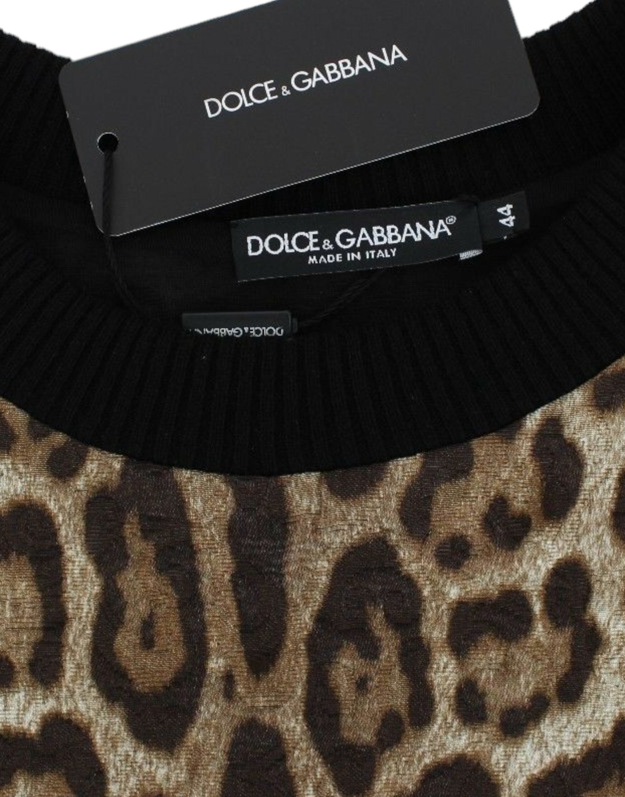 Dolce &amp; Gabbana cropped leopard print crew neck sweater