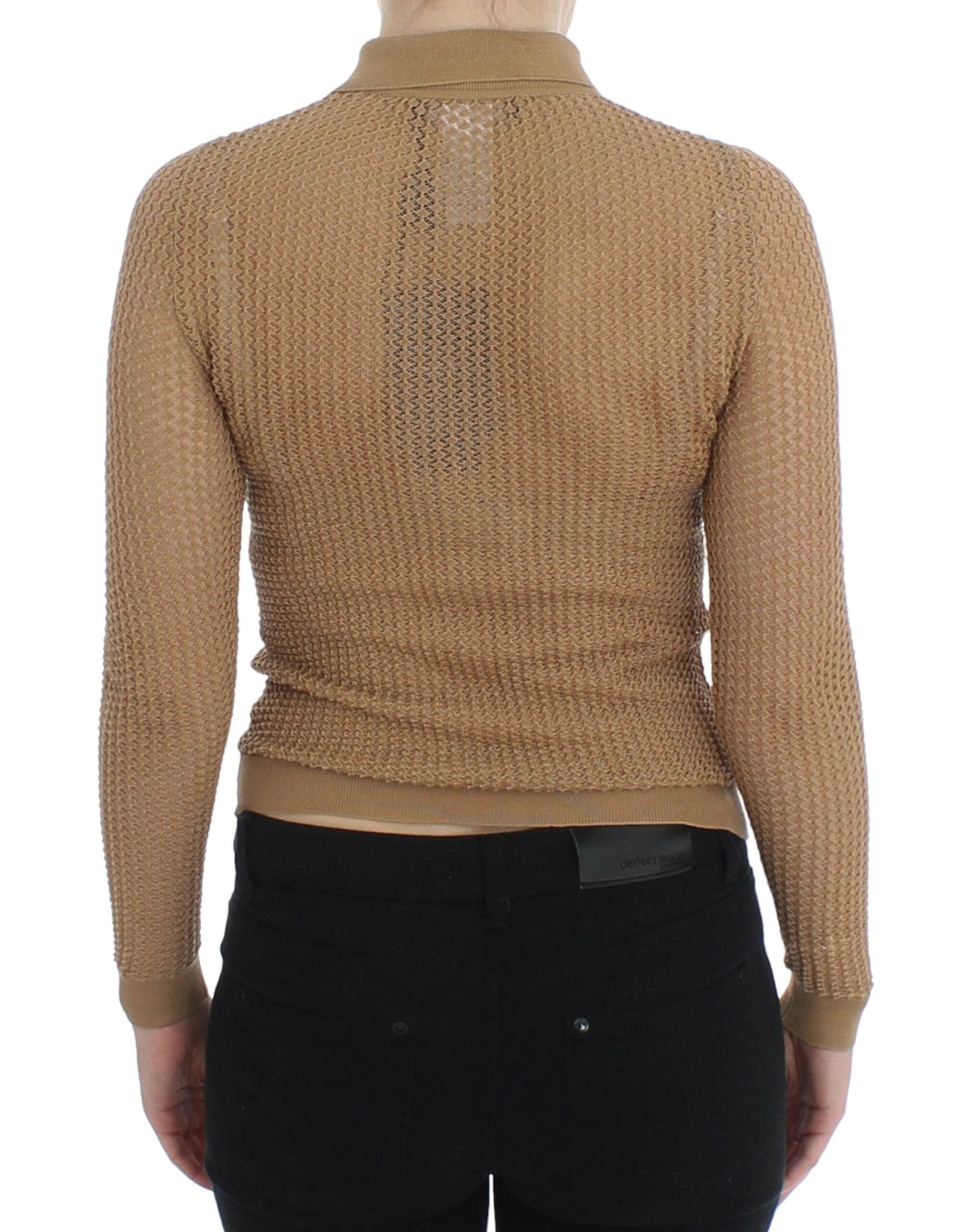 Dolce &amp; Gabbana beige knitted cotton polo knit sweater