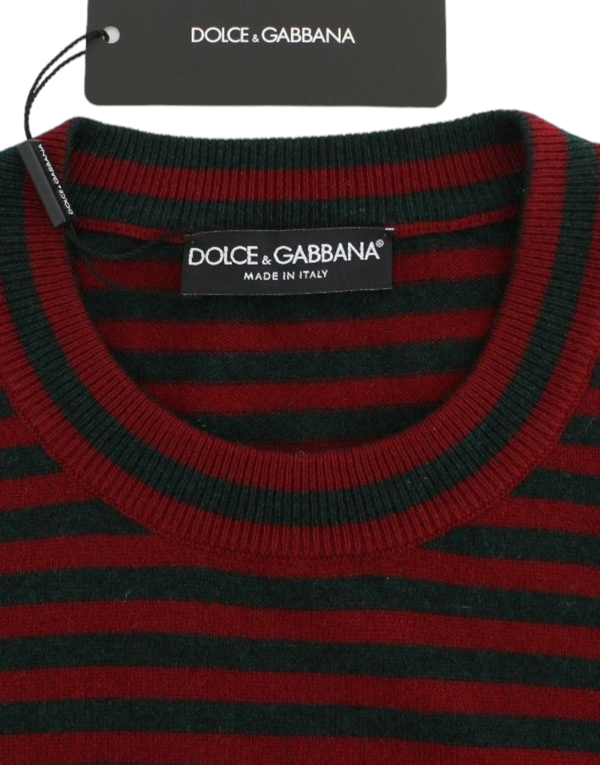 Dolce &amp; Gabbana Elegant striped cashmere round neck sweater
