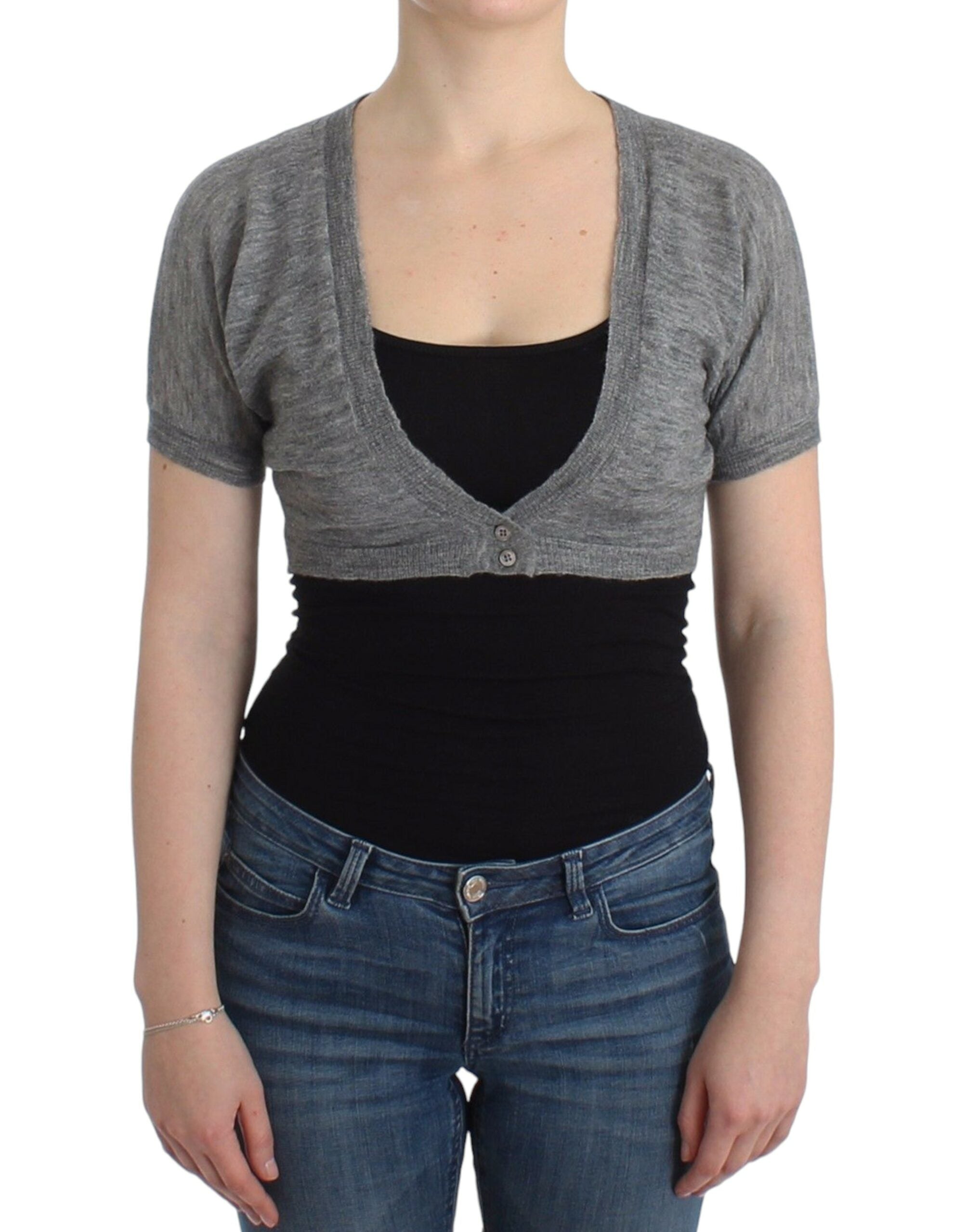 Ermanno Scervino Lingerie Knitted Sweater Cardigan Bolero Gray