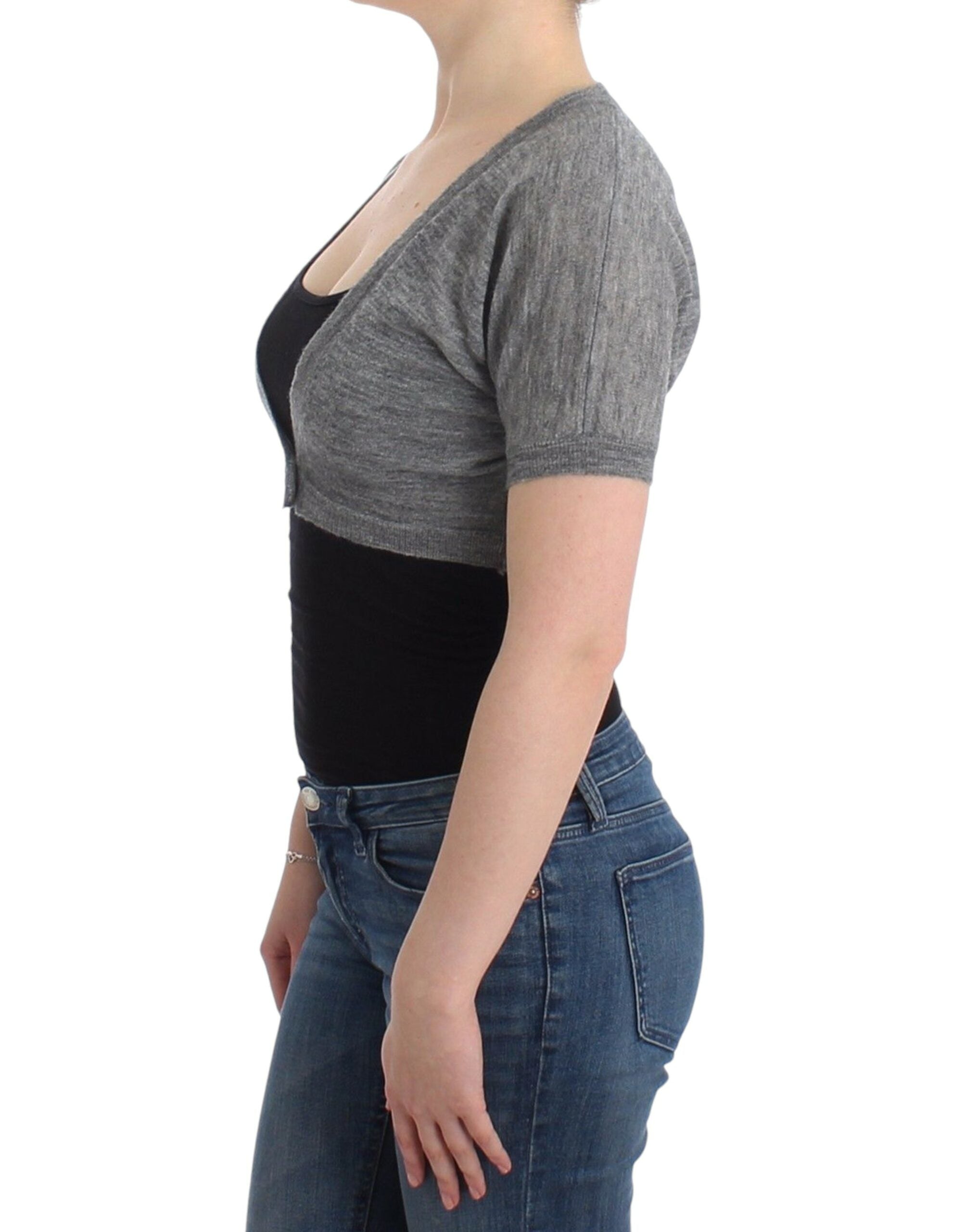 Ermanno Scervino Lingerie Knitted Sweater Cardigan Bolero Gray