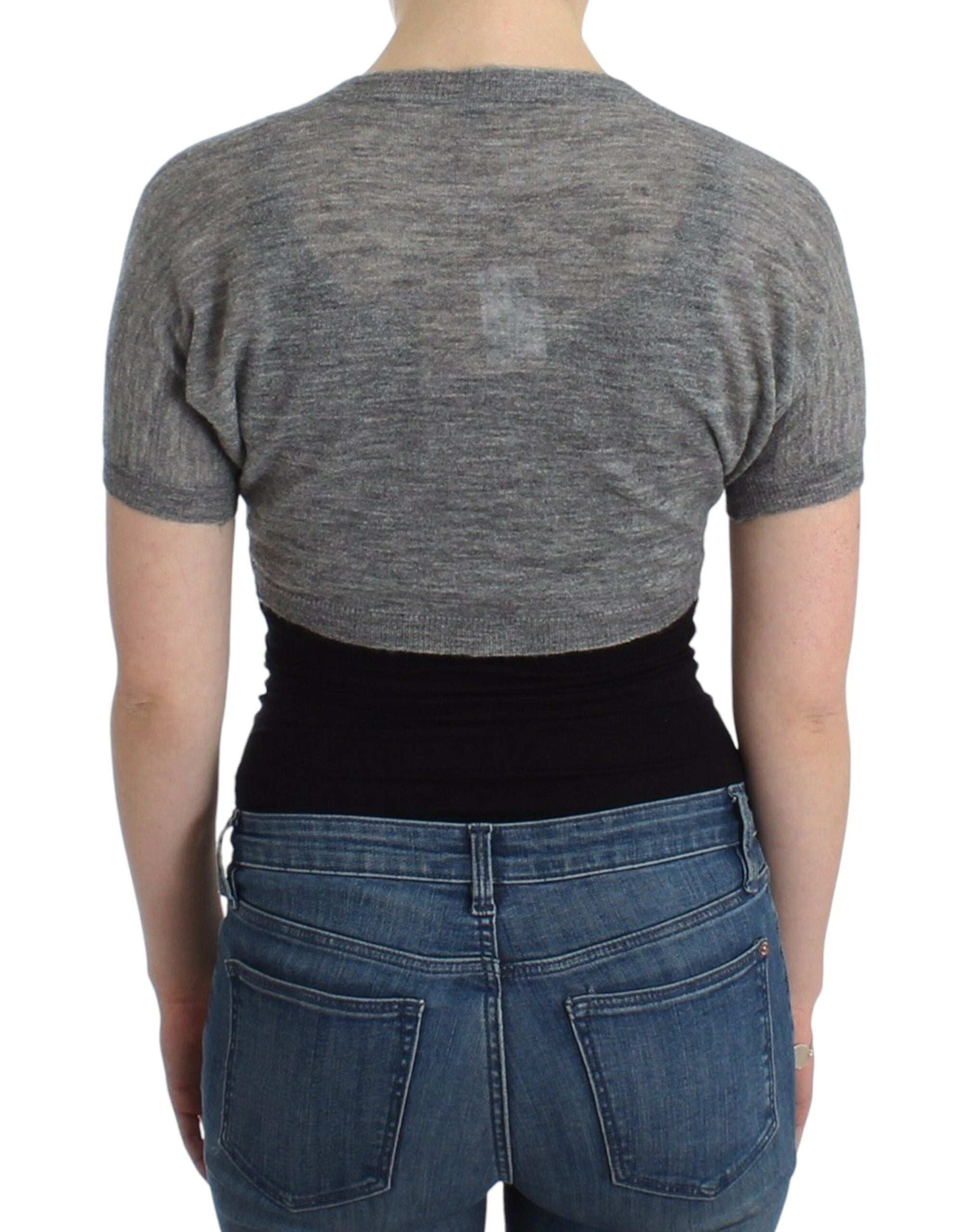 Ermanno Scervino Lingerie Knitted Sweater Cardigan Bolero Gray