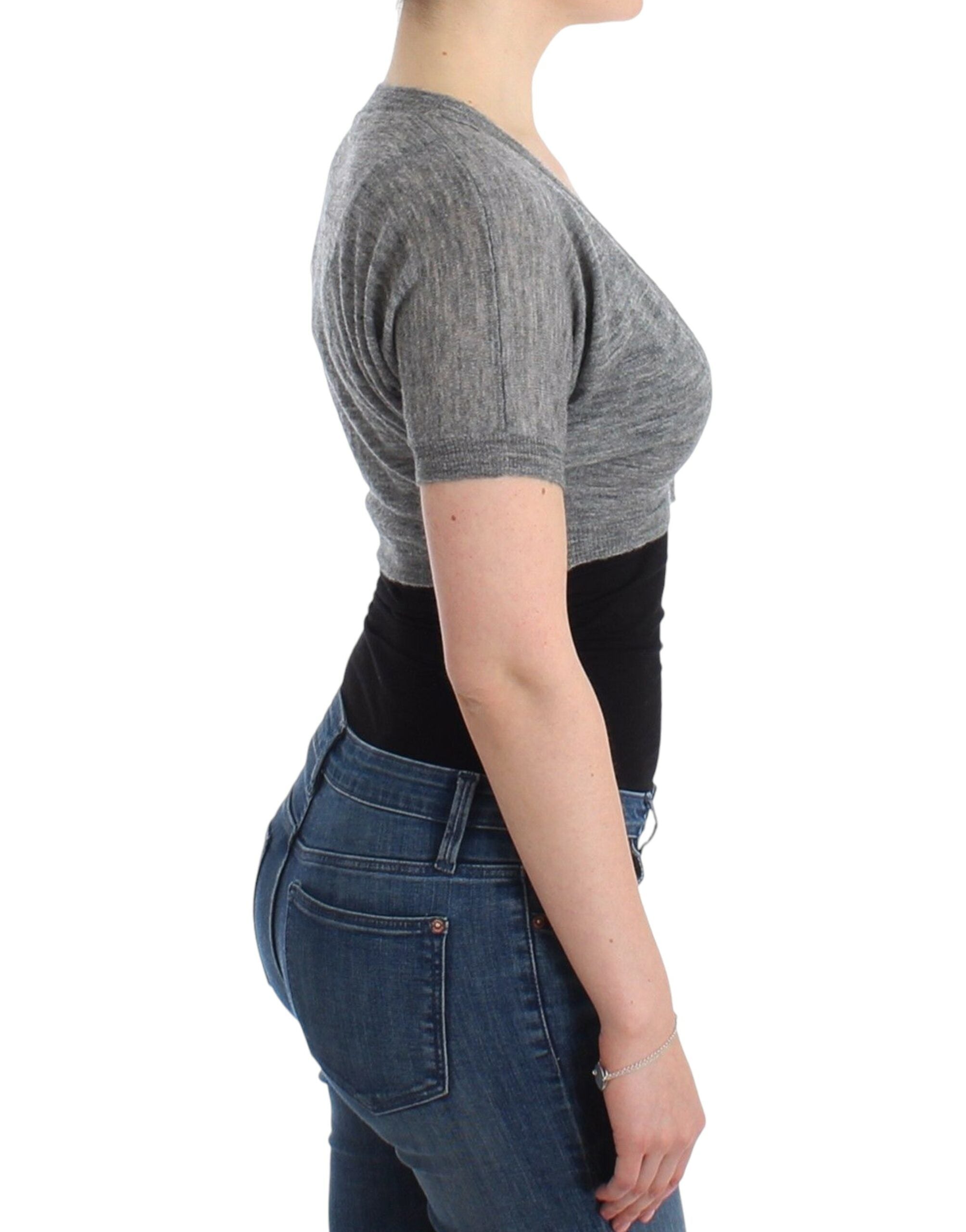 Ermanno Scervino Lingerie Knitted Sweater Cardigan Bolero Gray