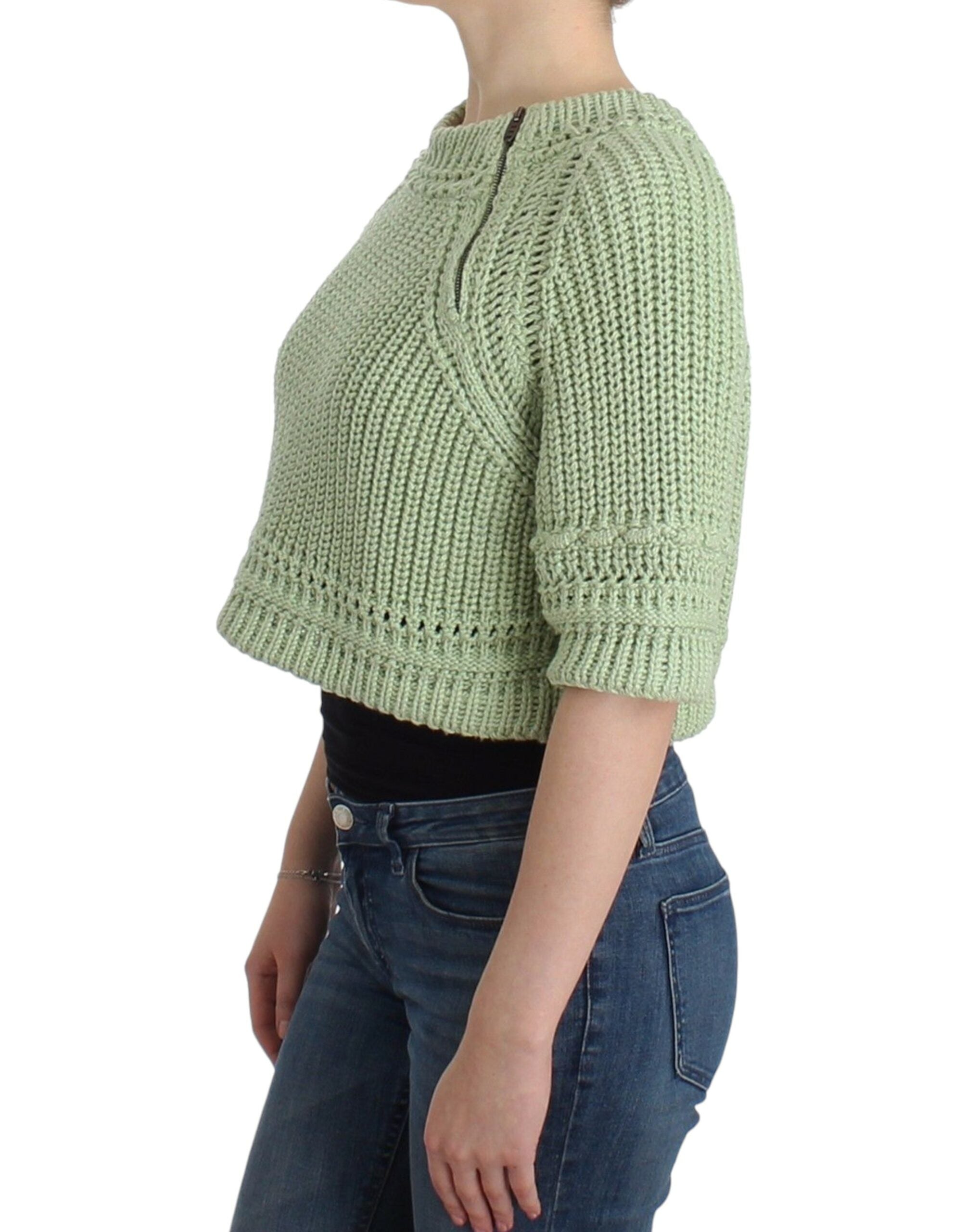 Ermanno Scervino Grüner Cropped Knit Pullover Strickpullover