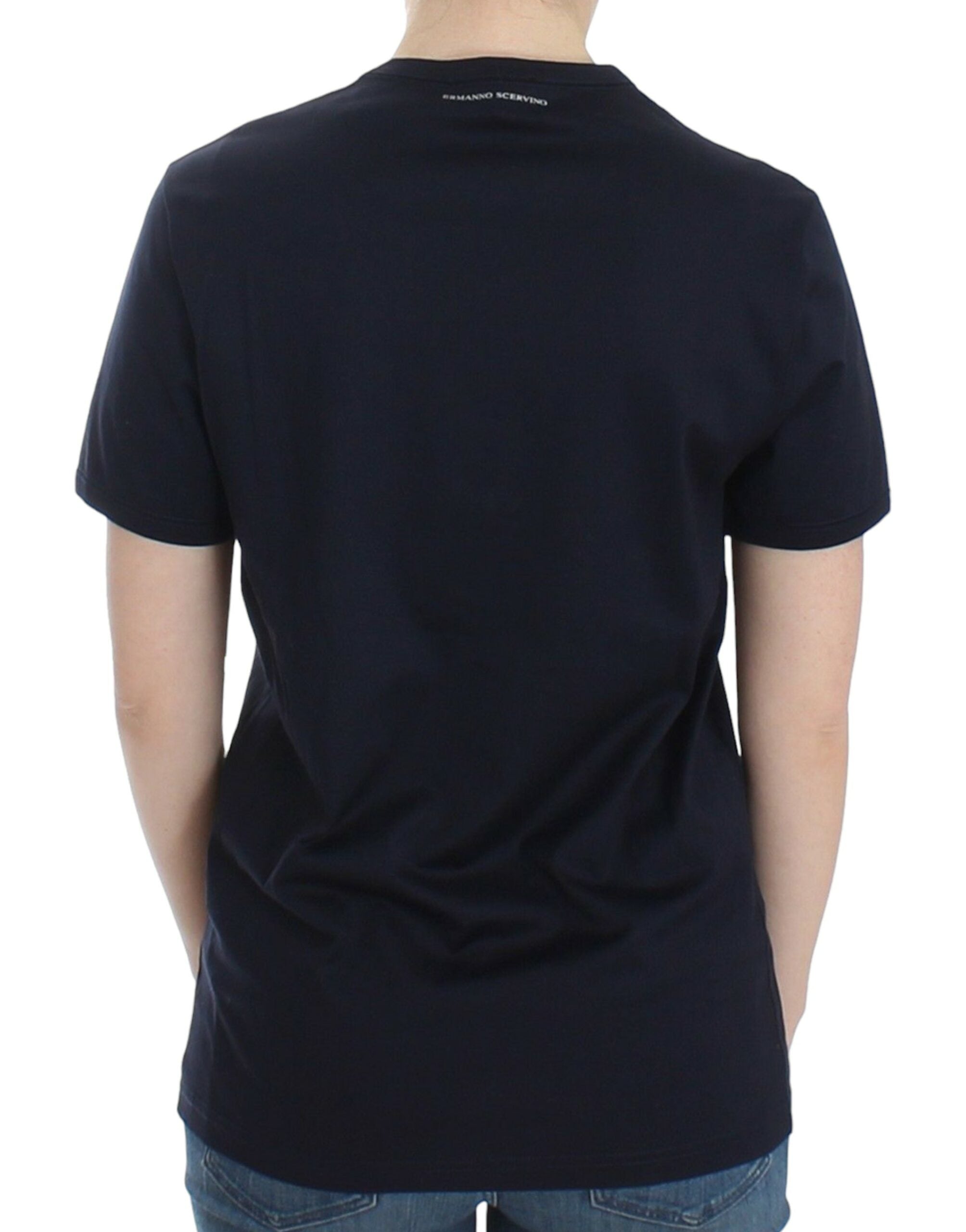 Ermanno Scervino Lingerie Blaues Logo-T-Shirt mit Rundhalsausschnitt aus Baumwolle
