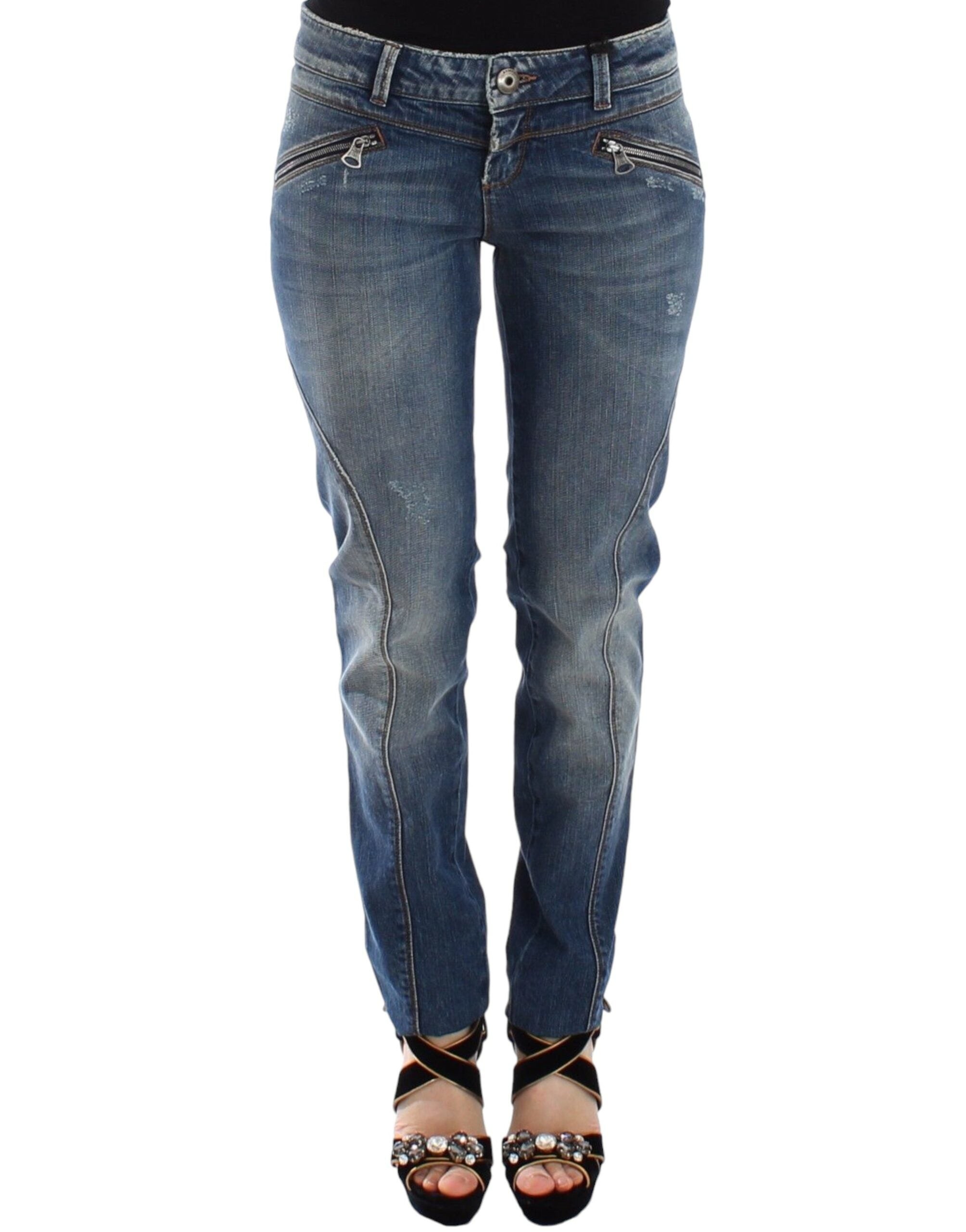 Ermanno Scervino Blaue Slim Jeans Denim-Hosen Straight Stretch