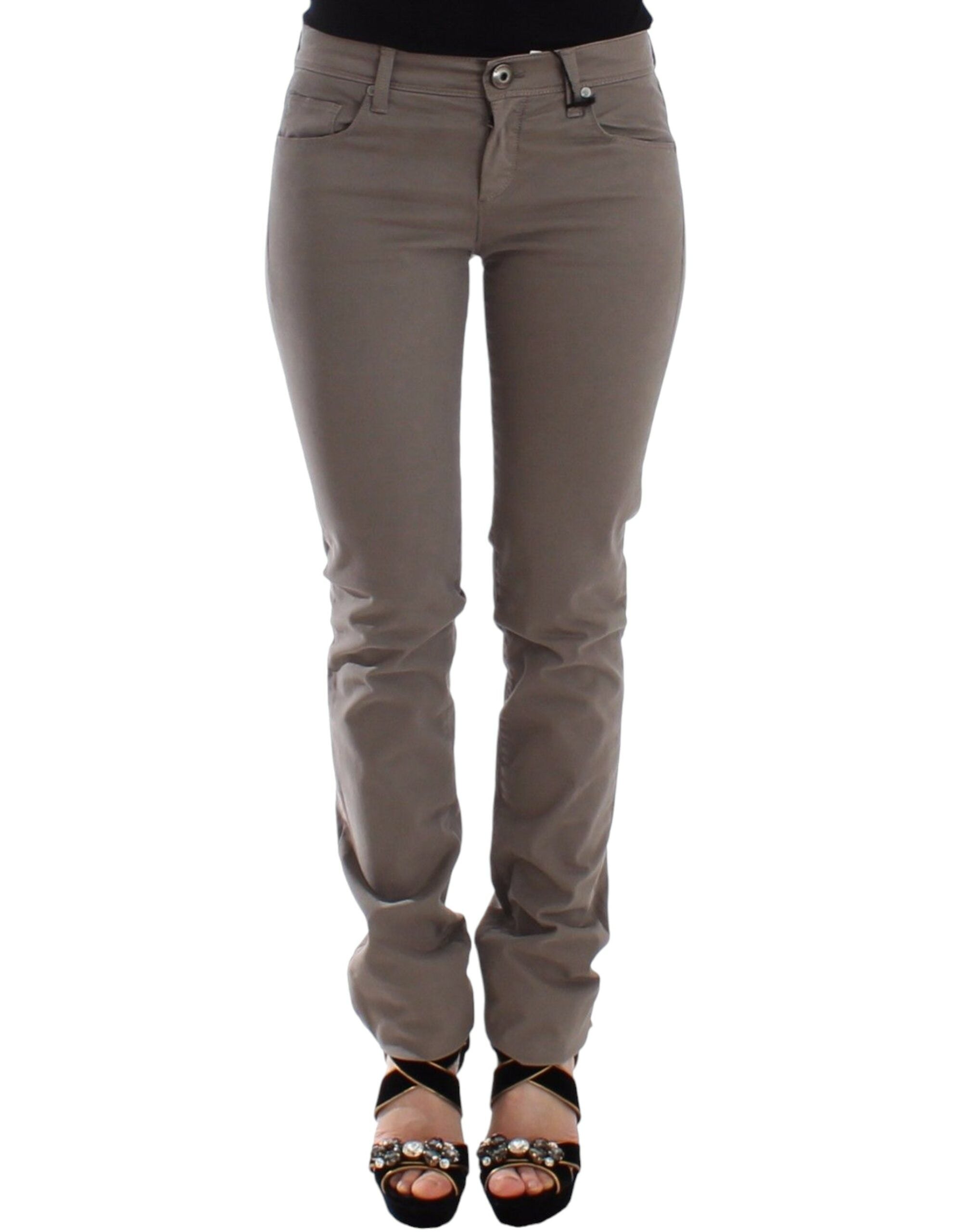 Ermanno Scervino Taupe Beige Schlanke Jeans Denim-Hosen Skinny