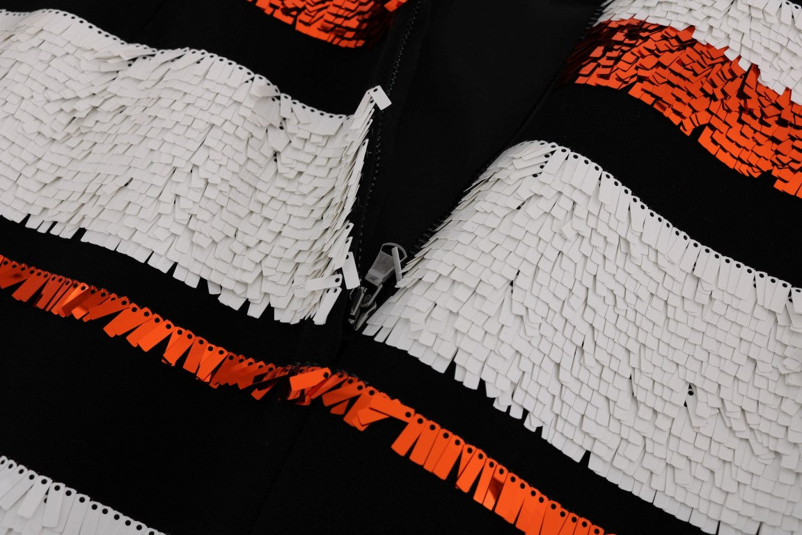 Dolce &amp; Gabbana çok renkli çizgili, pullu streç elbise