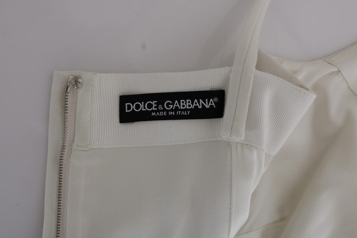 Dolce &amp; Gabbana beyaz esnek yün broşlu elbise