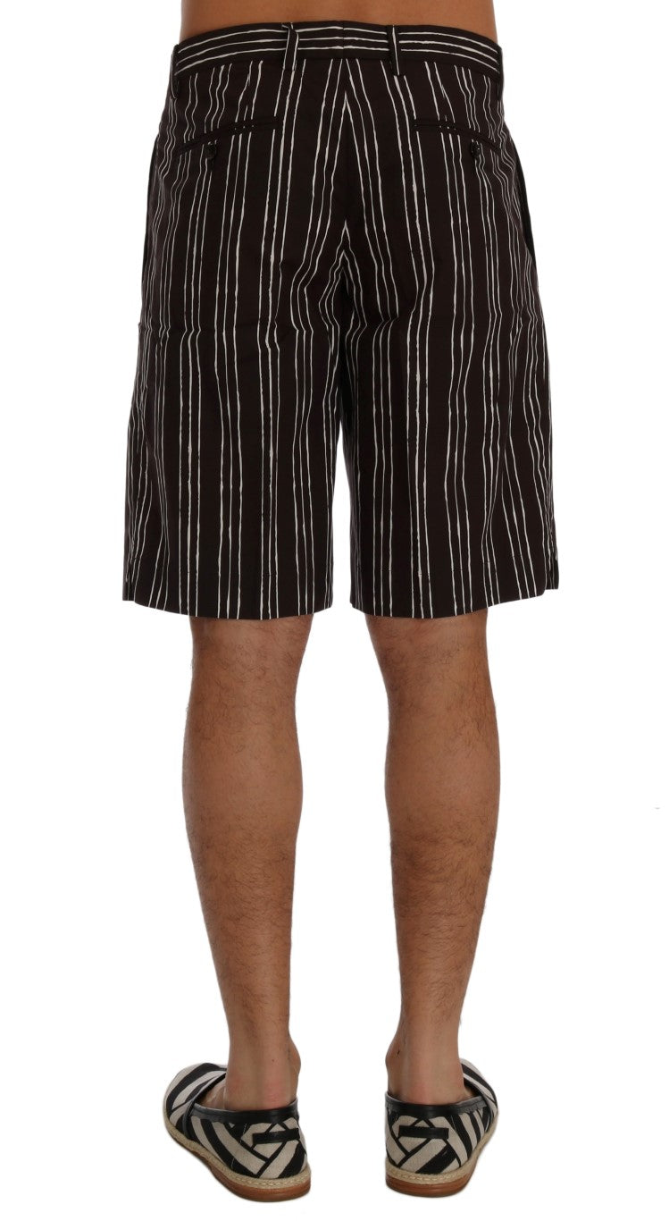 Dolce &amp; Gabbana Bordeaux and White Striped Hemp Casual Shorts